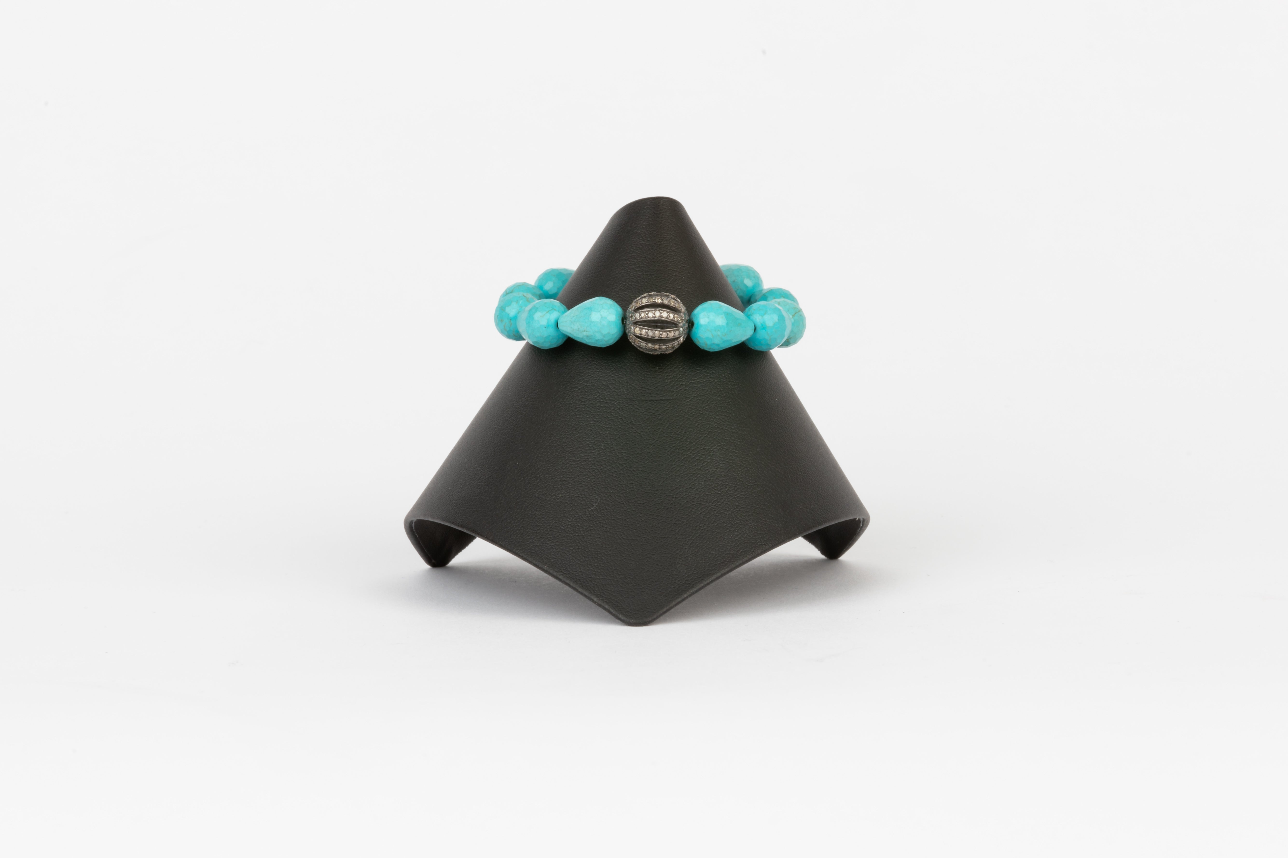 Pave Diamond, Turquoise Bracelet