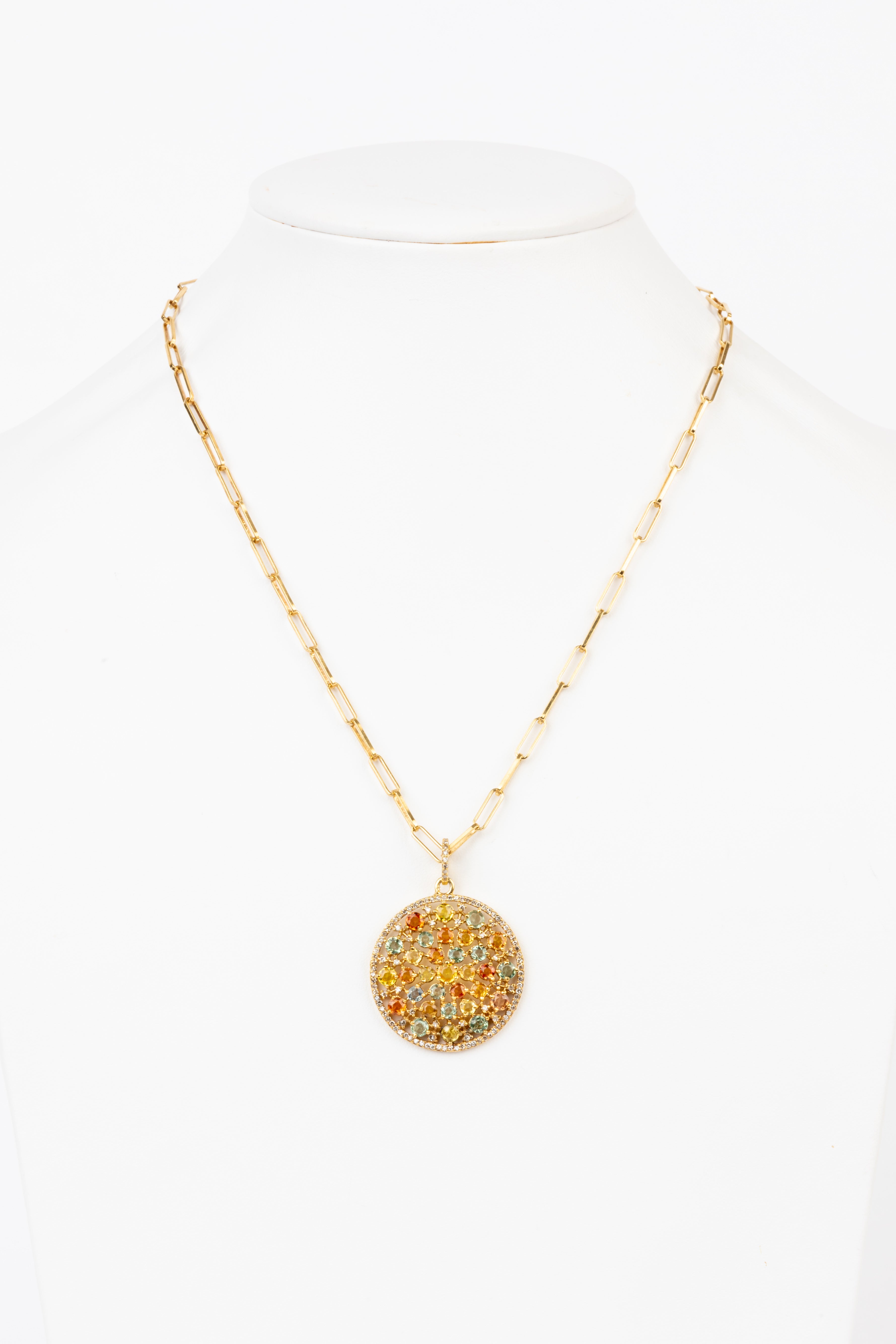 Pave Diamond, Multi Sapphire Necklace