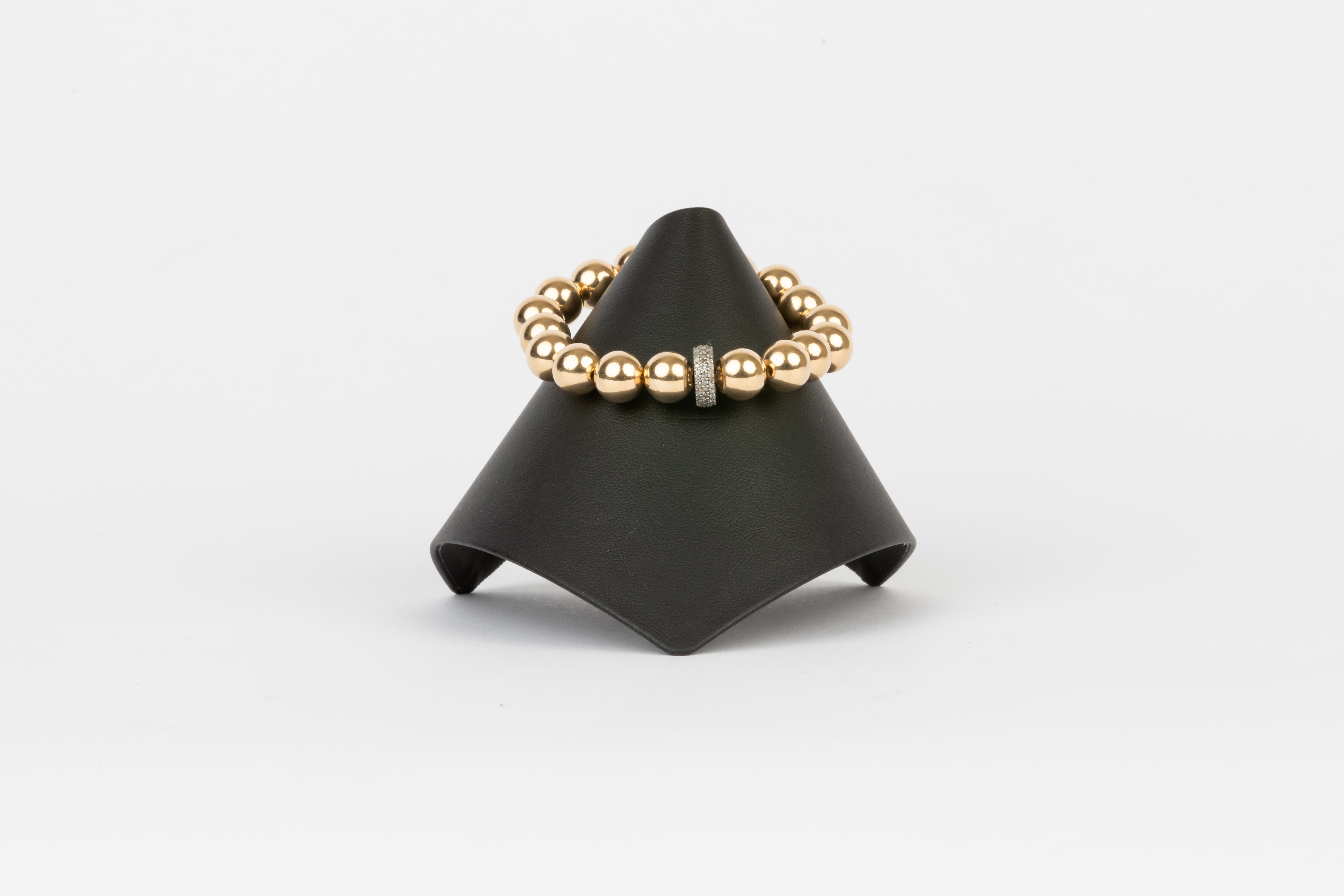 Pave diamond, 10mm gold filled beads