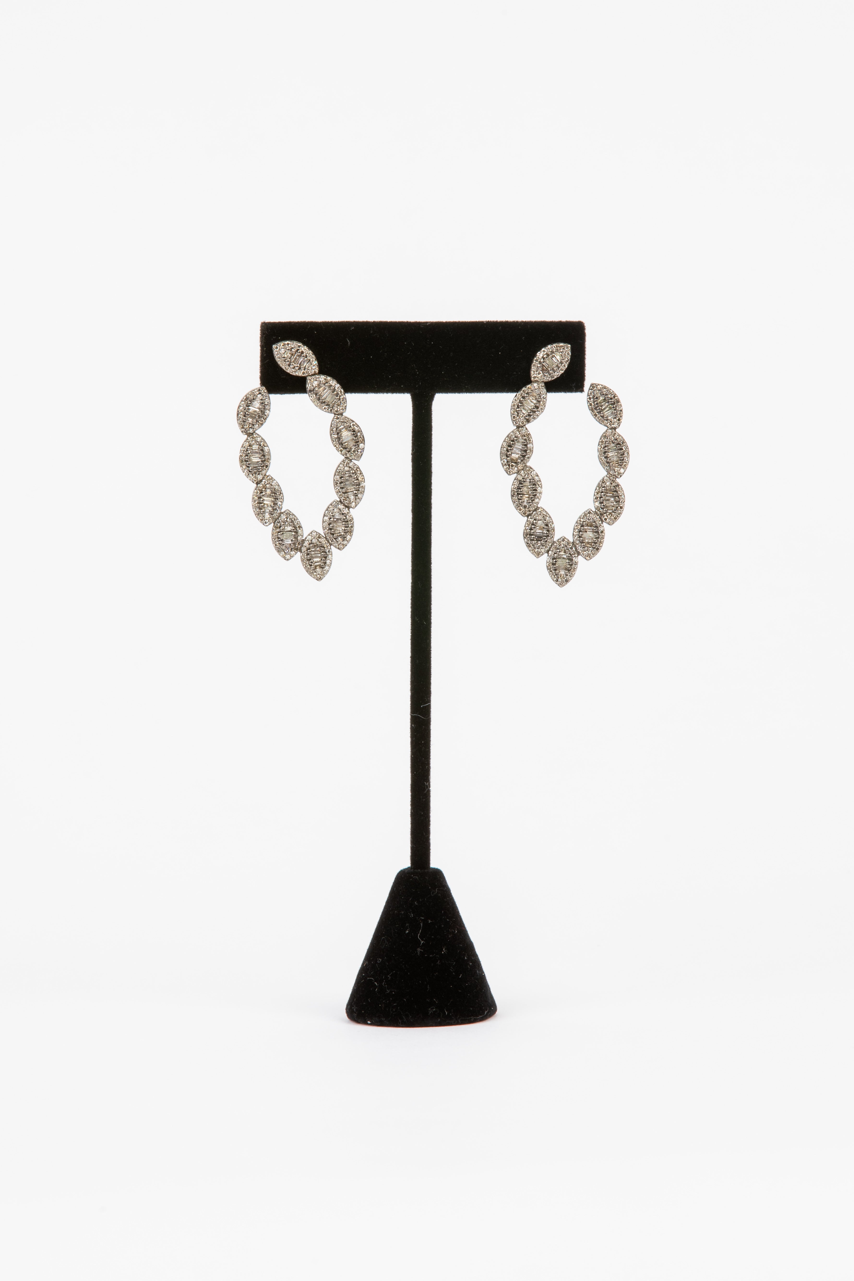 Pave Diamond, Baguette Diamond Earrings
