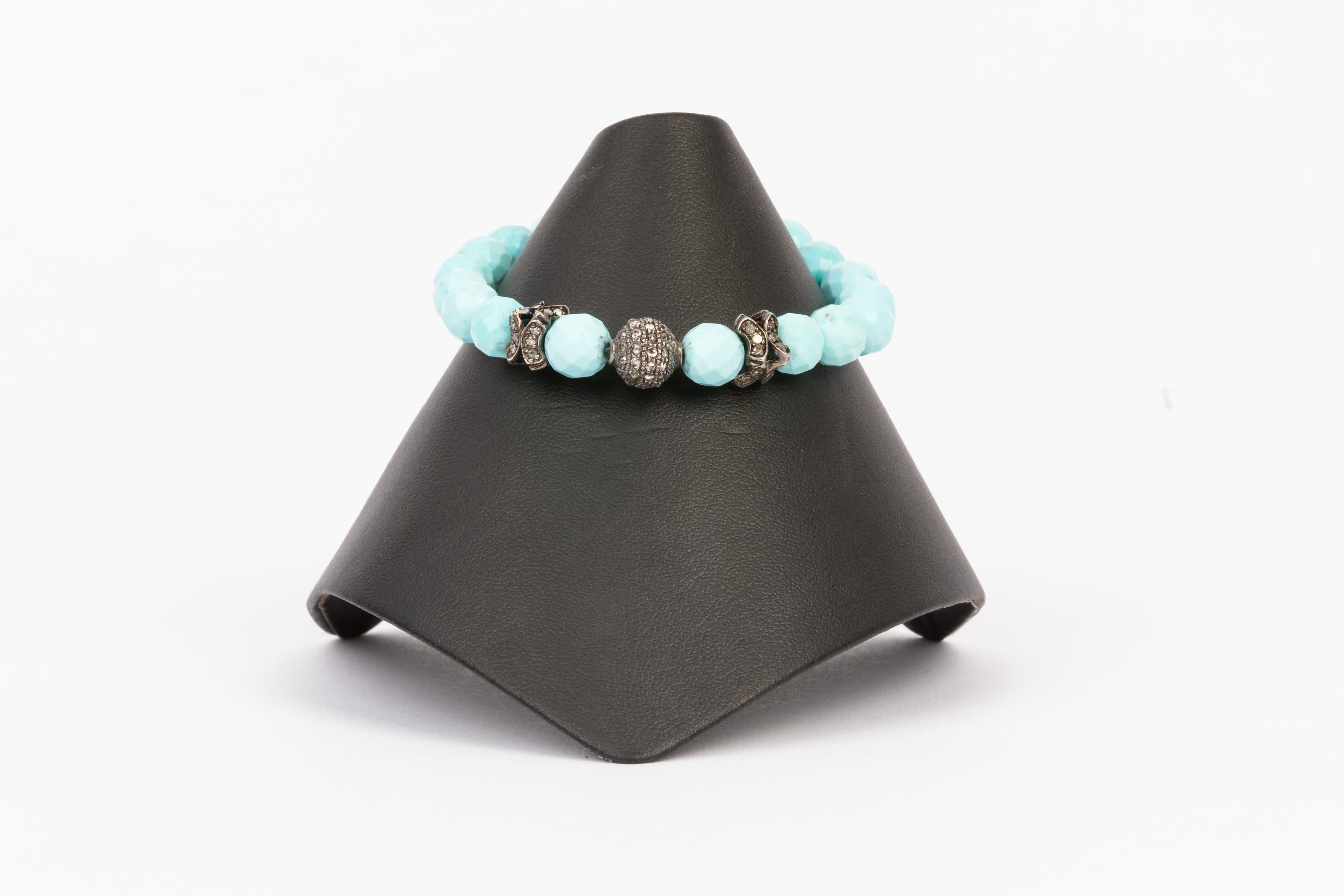 Pave Diamond , Turquoise Bracelet