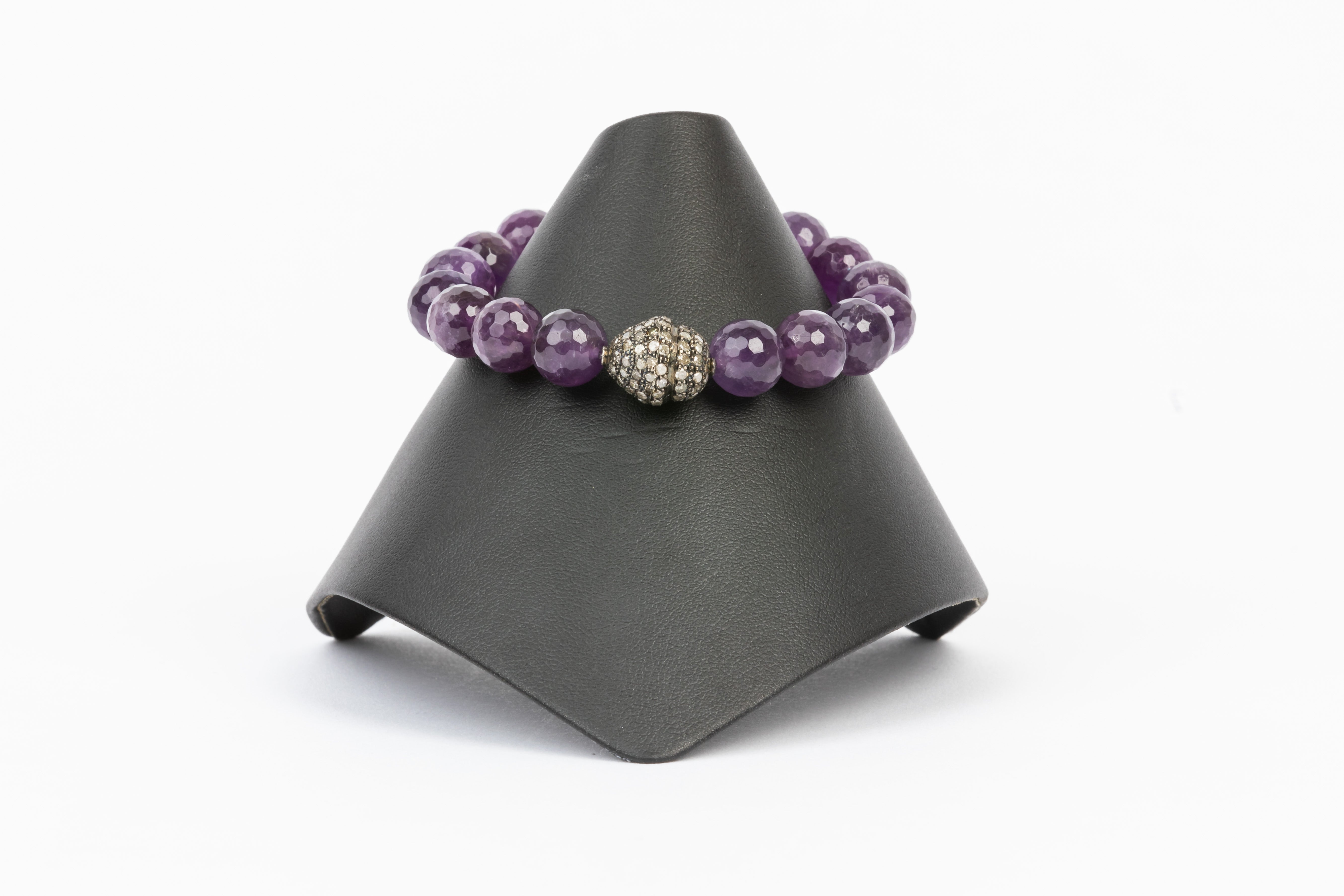 Pave Diamond, Amethyst Bracelet