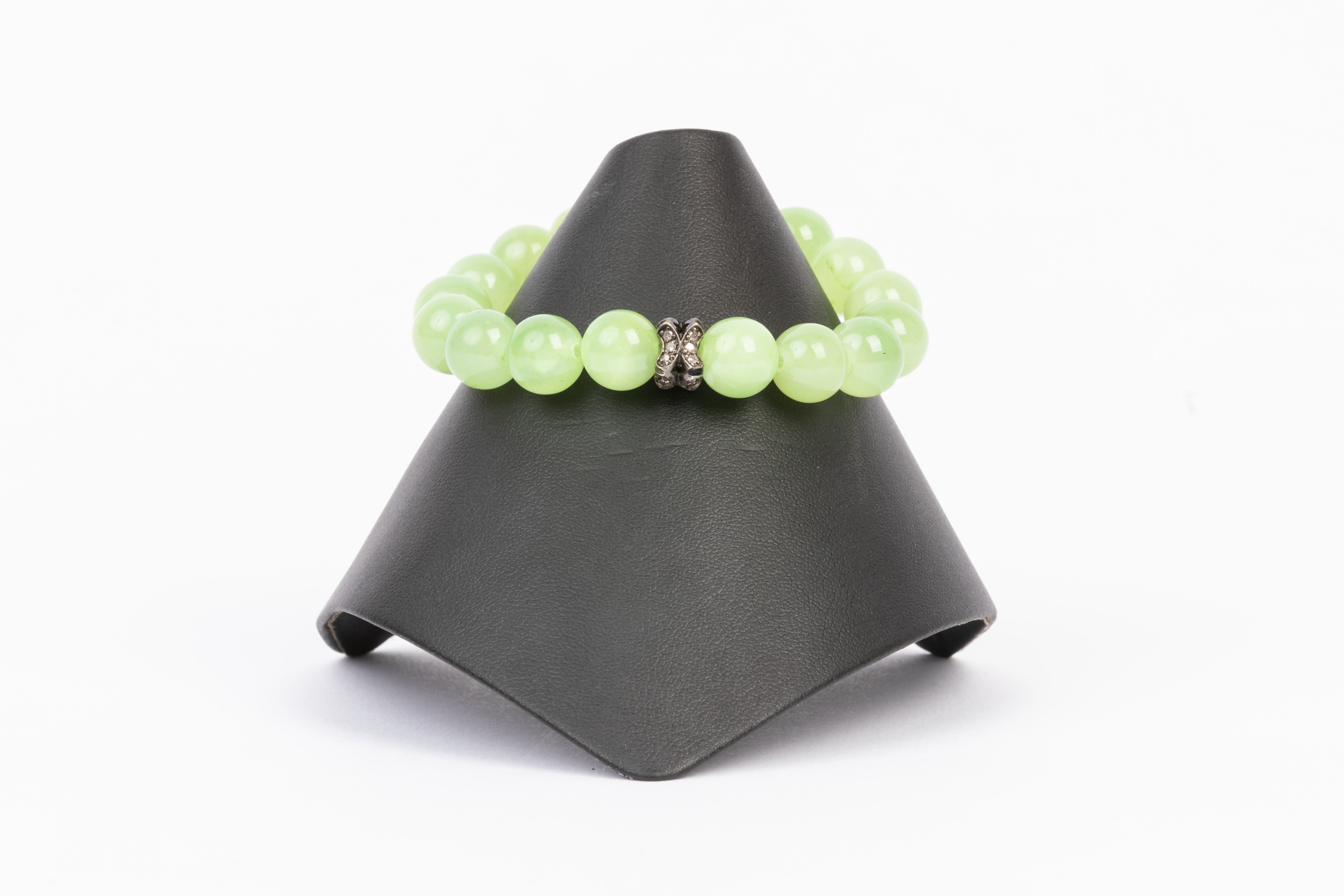 Pave Diamond, Neon Jade Bracelet