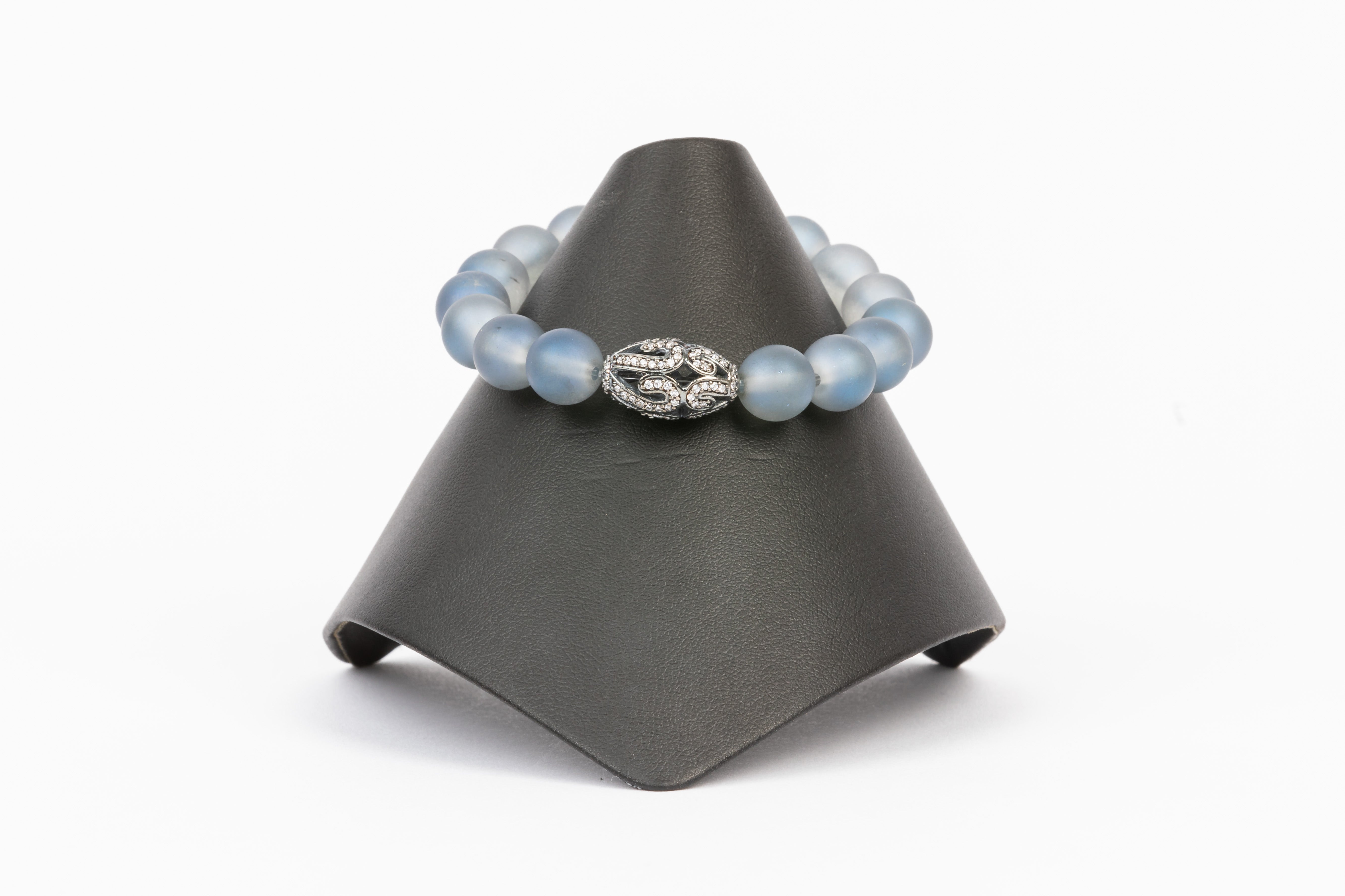 White Topaz, Frosted Iolite Bracelet