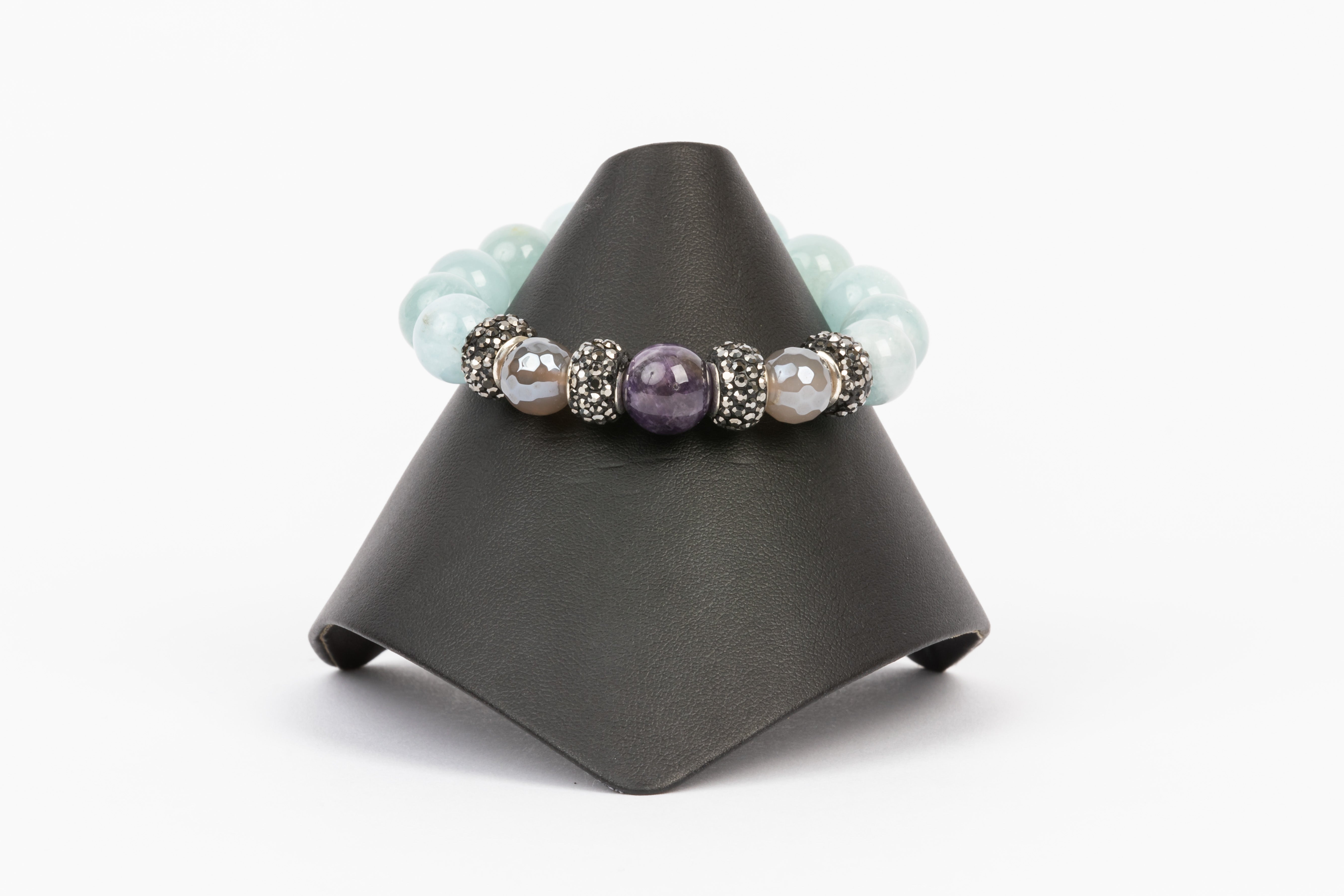 Aquamarine, Amethyst, Quartz, Hematite Bracelet