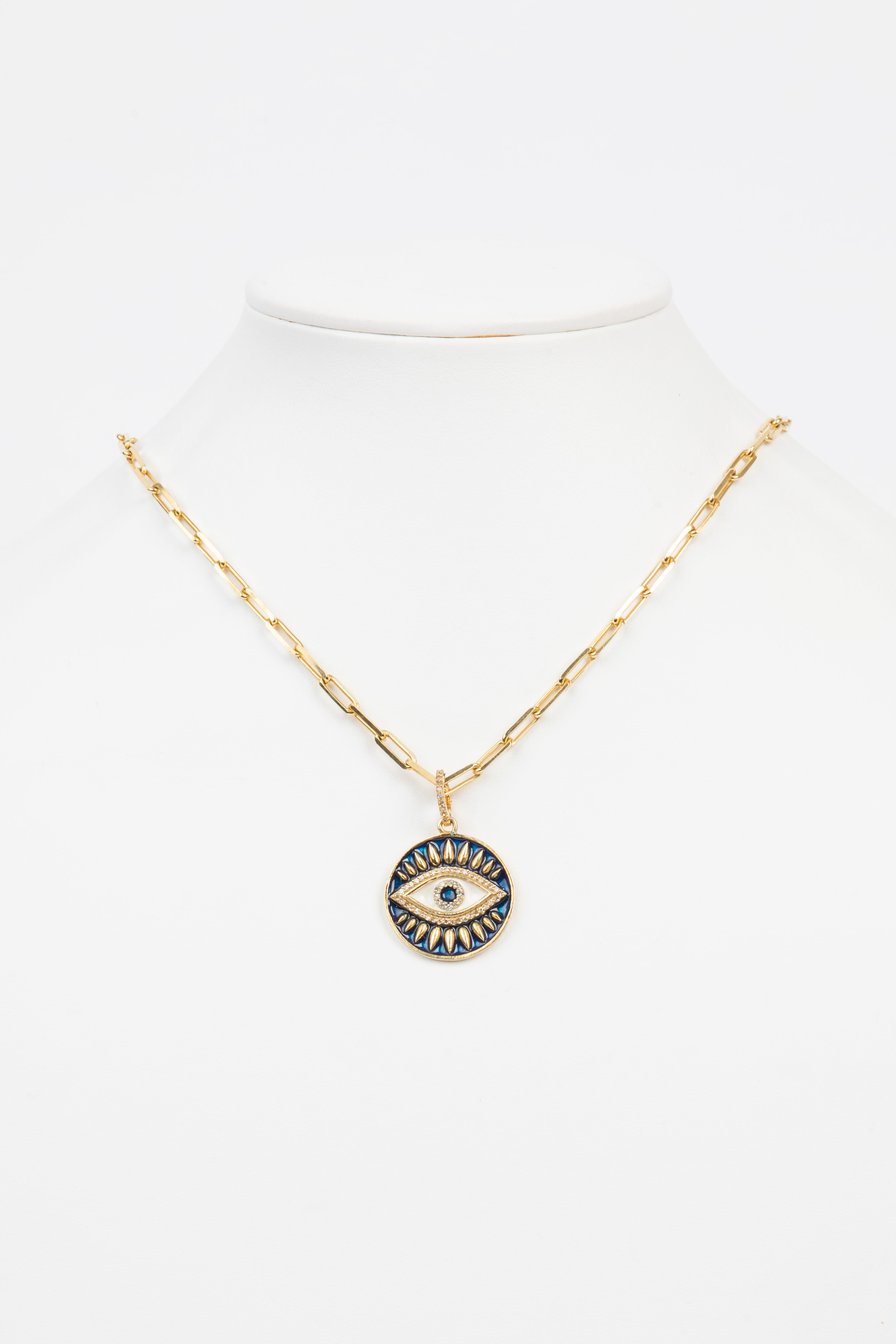 Pave Diamond, Enamel , Vermeil Necklace