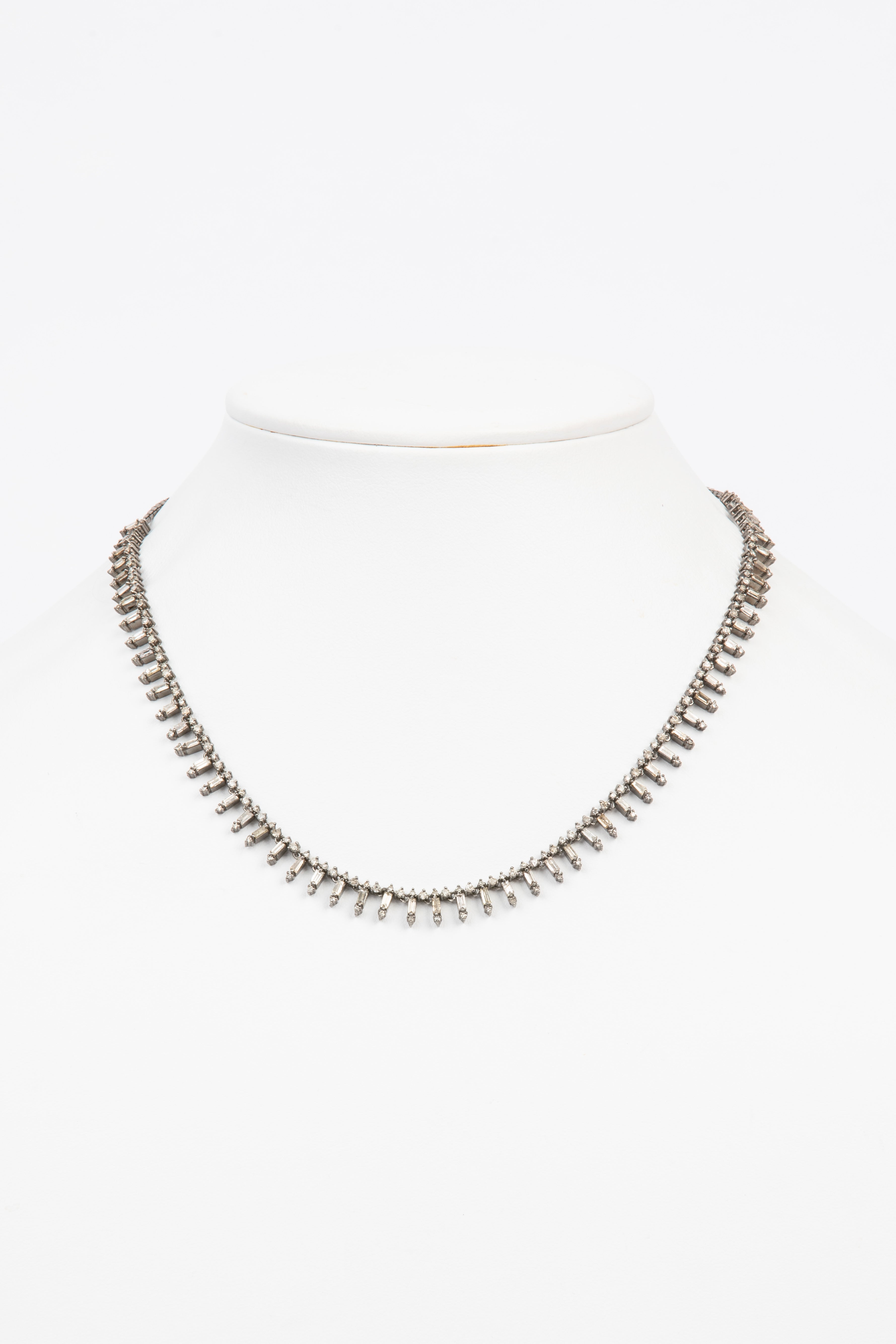 Pave Diamond, Baguette Necklace
