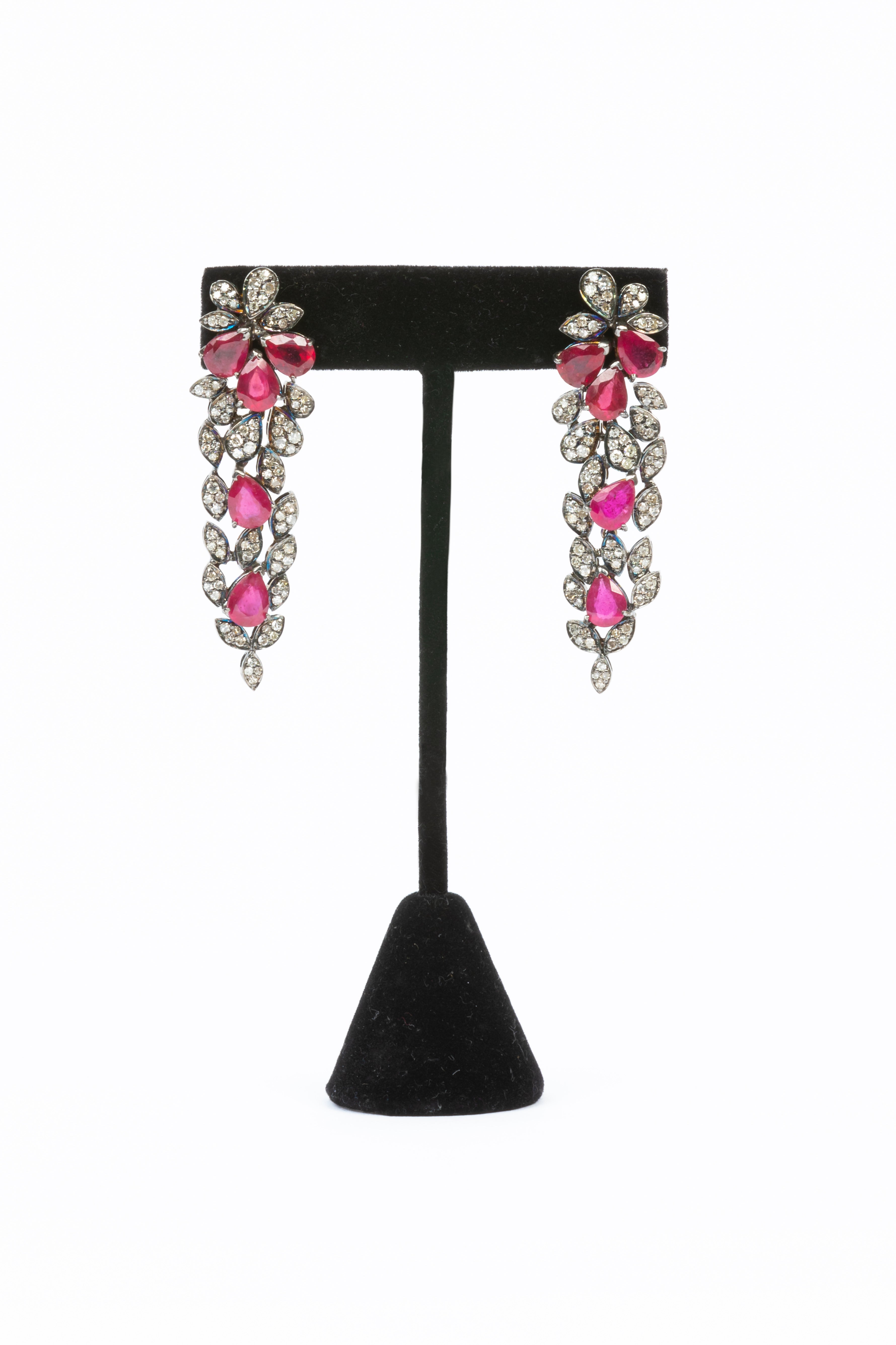 Pave Diamond, Ruby Earring