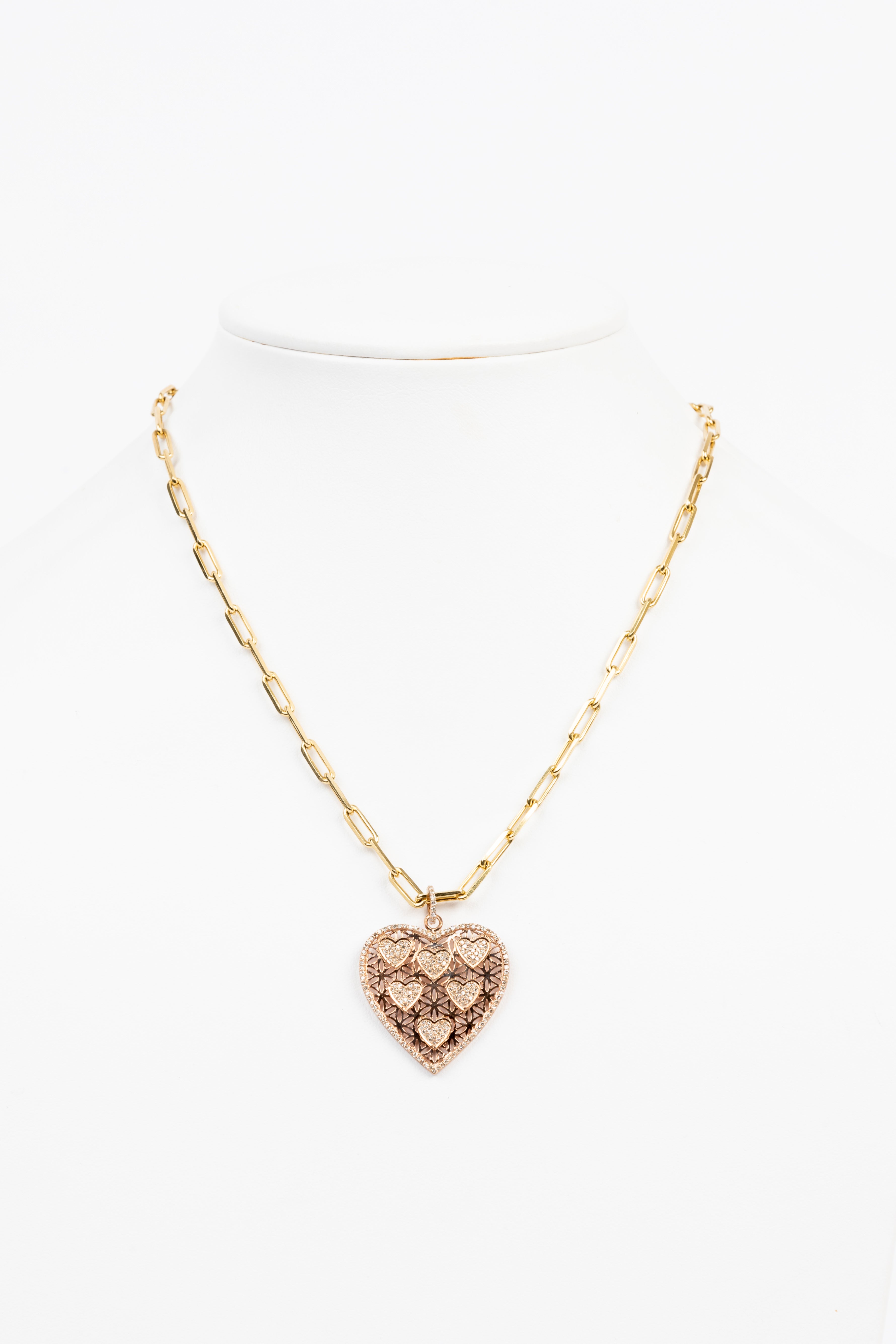 Pave Diamond, Rose Gold Heart