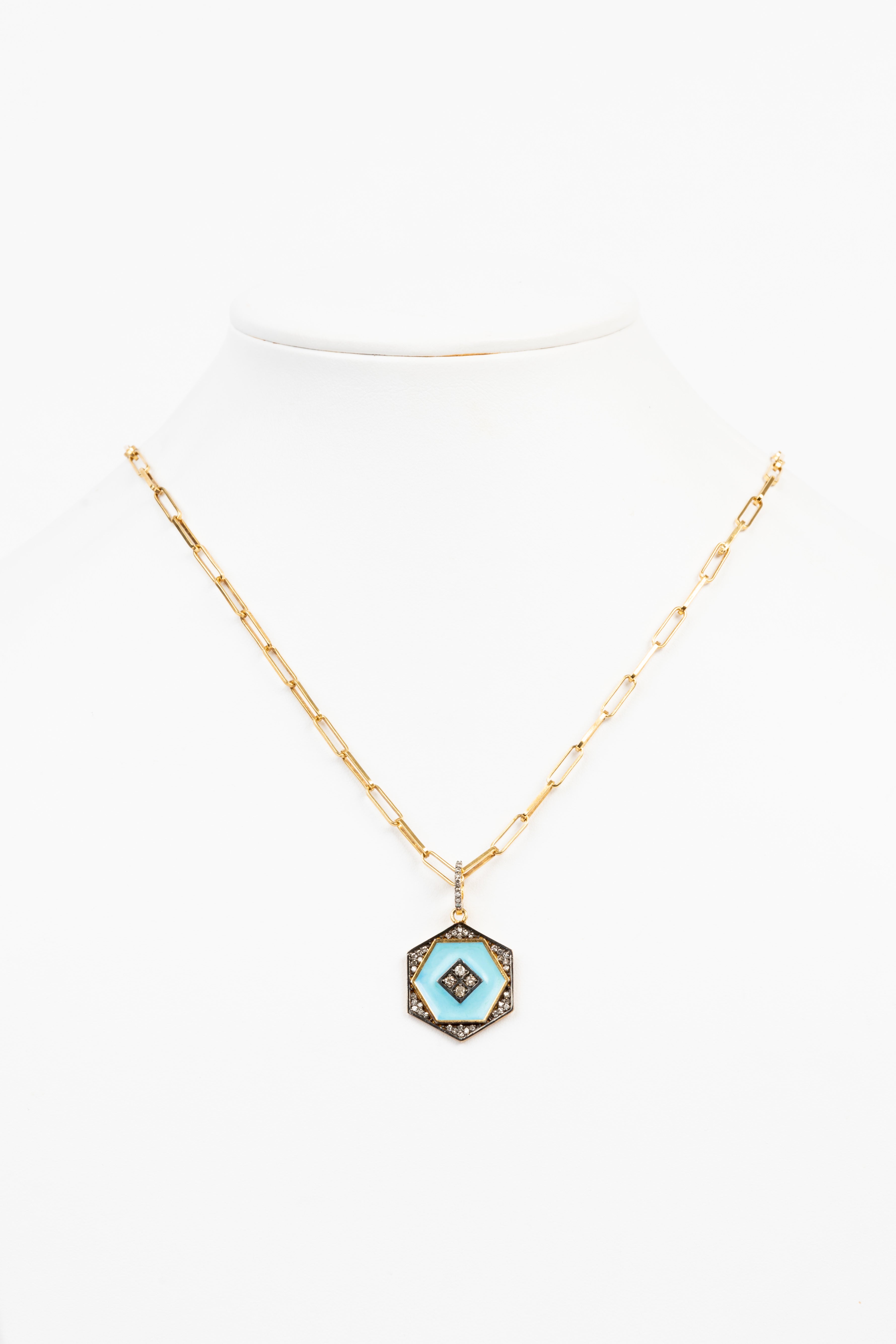 Pave Diamond, Enamel, 18K Vermeil Chain