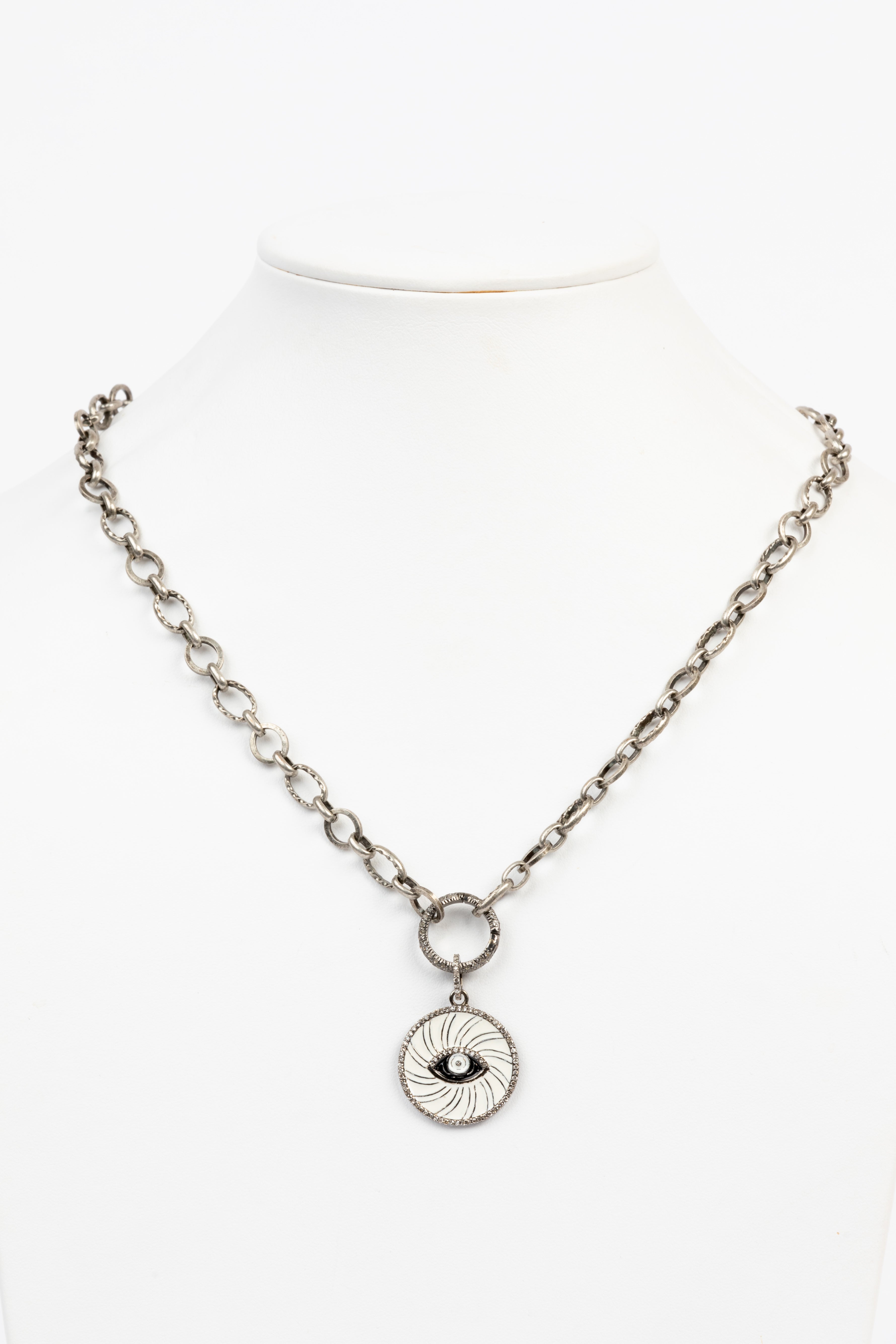 Pave Diamond, Enamel Necklace