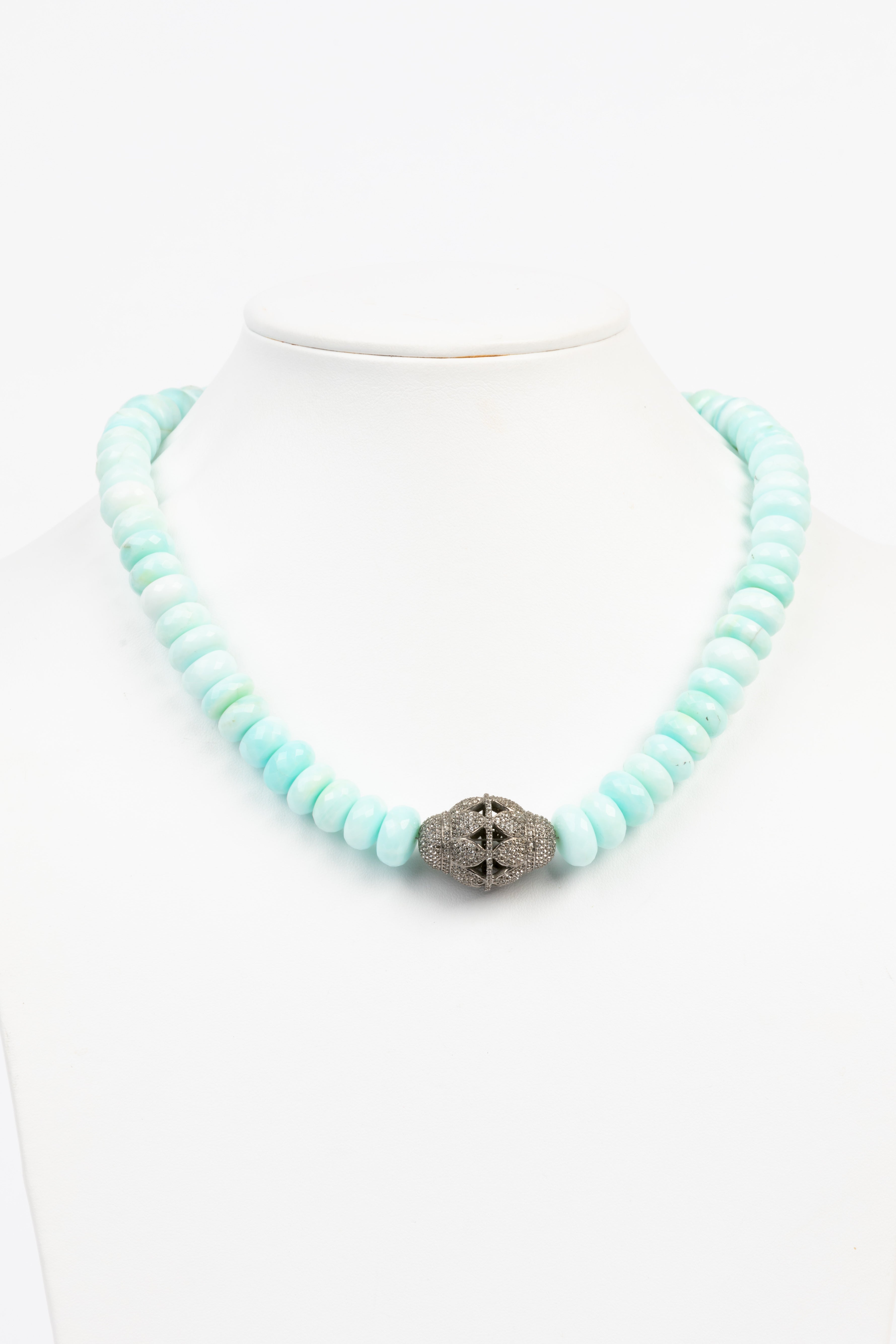 White Topaz, Peruvian Opal Bead Necklace