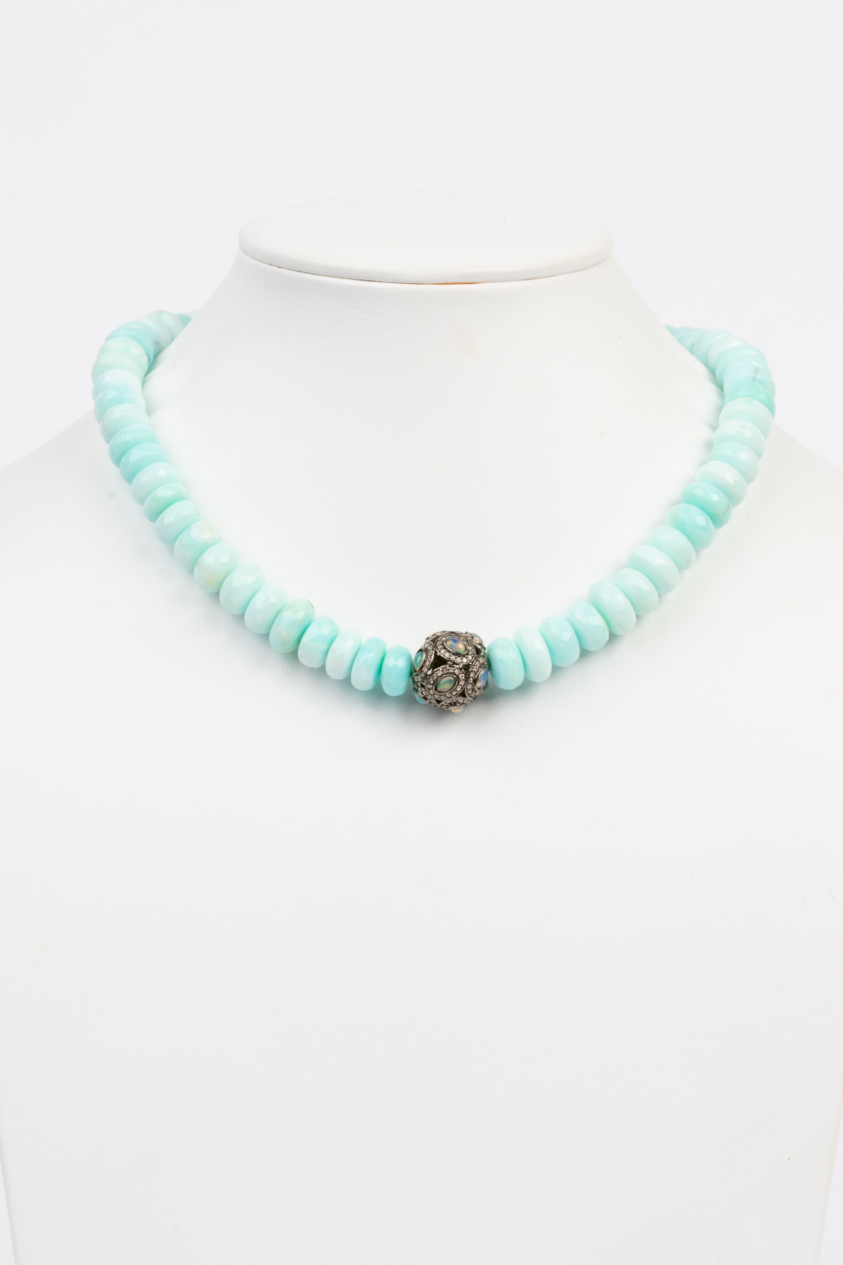Pave Diamond, Opal , Peruvian Opal Necklace