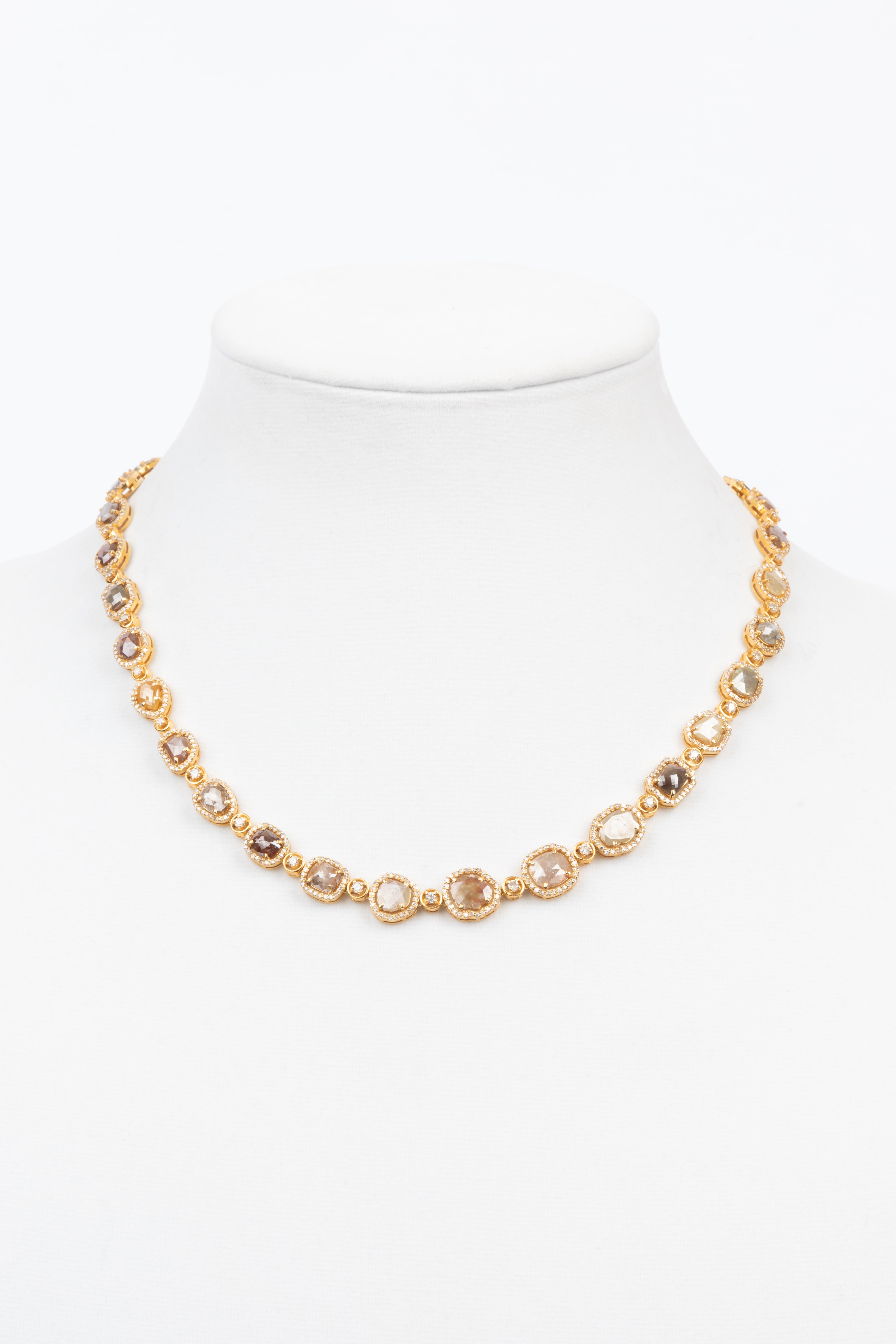 Natural Sliced Fancy Diamond Necklace