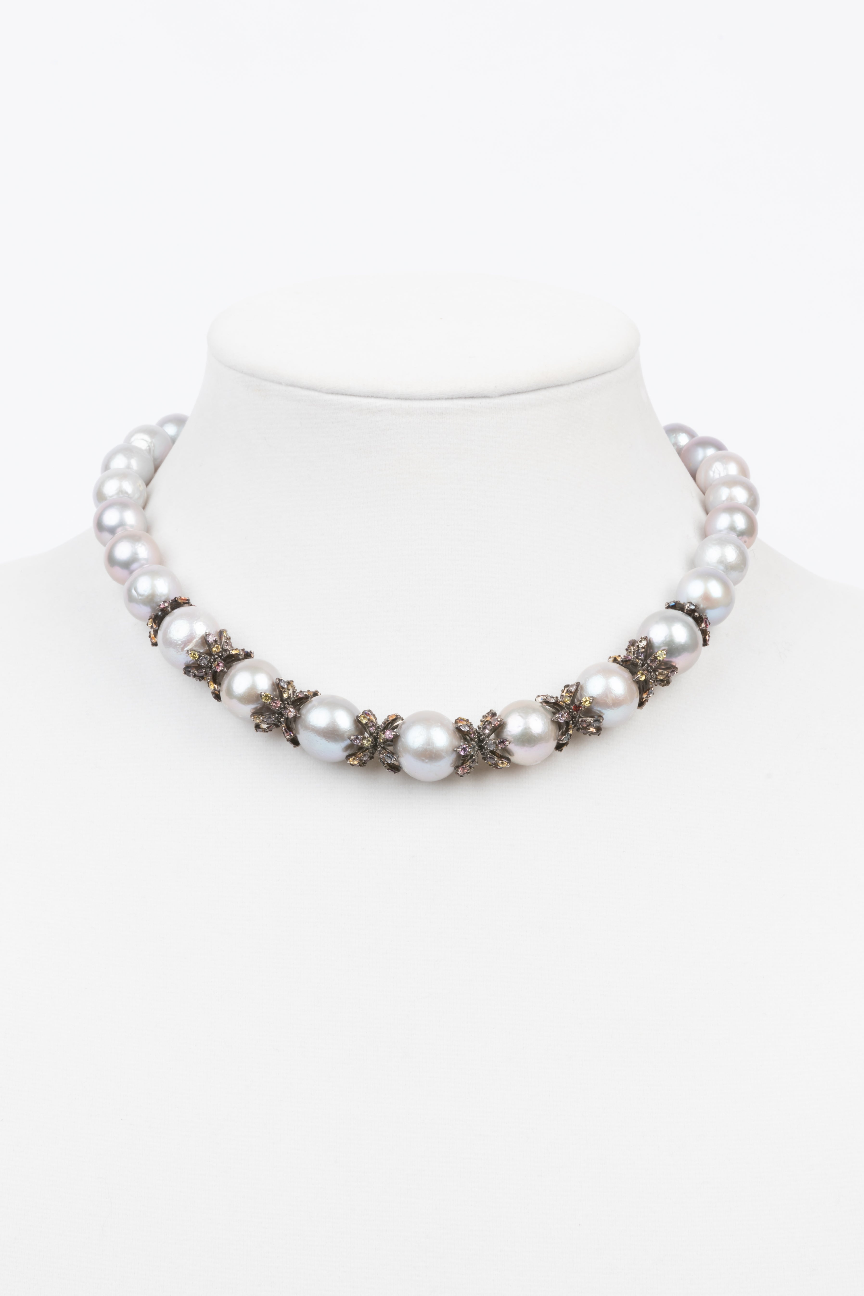 Akoya Pearl, Sapphire, Diamond Necklace