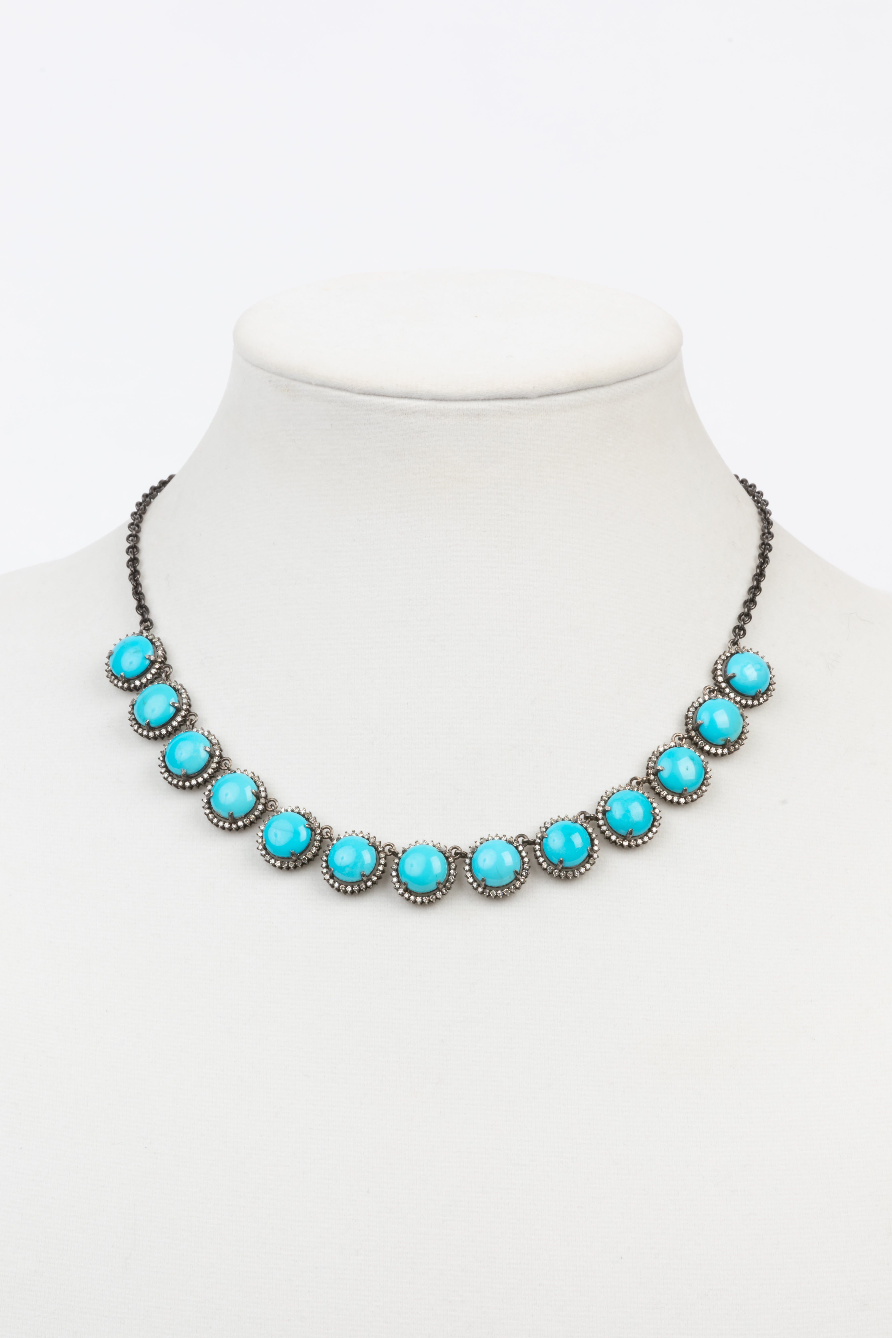 Arizona Turquoise, Pave Diamond Necklace
