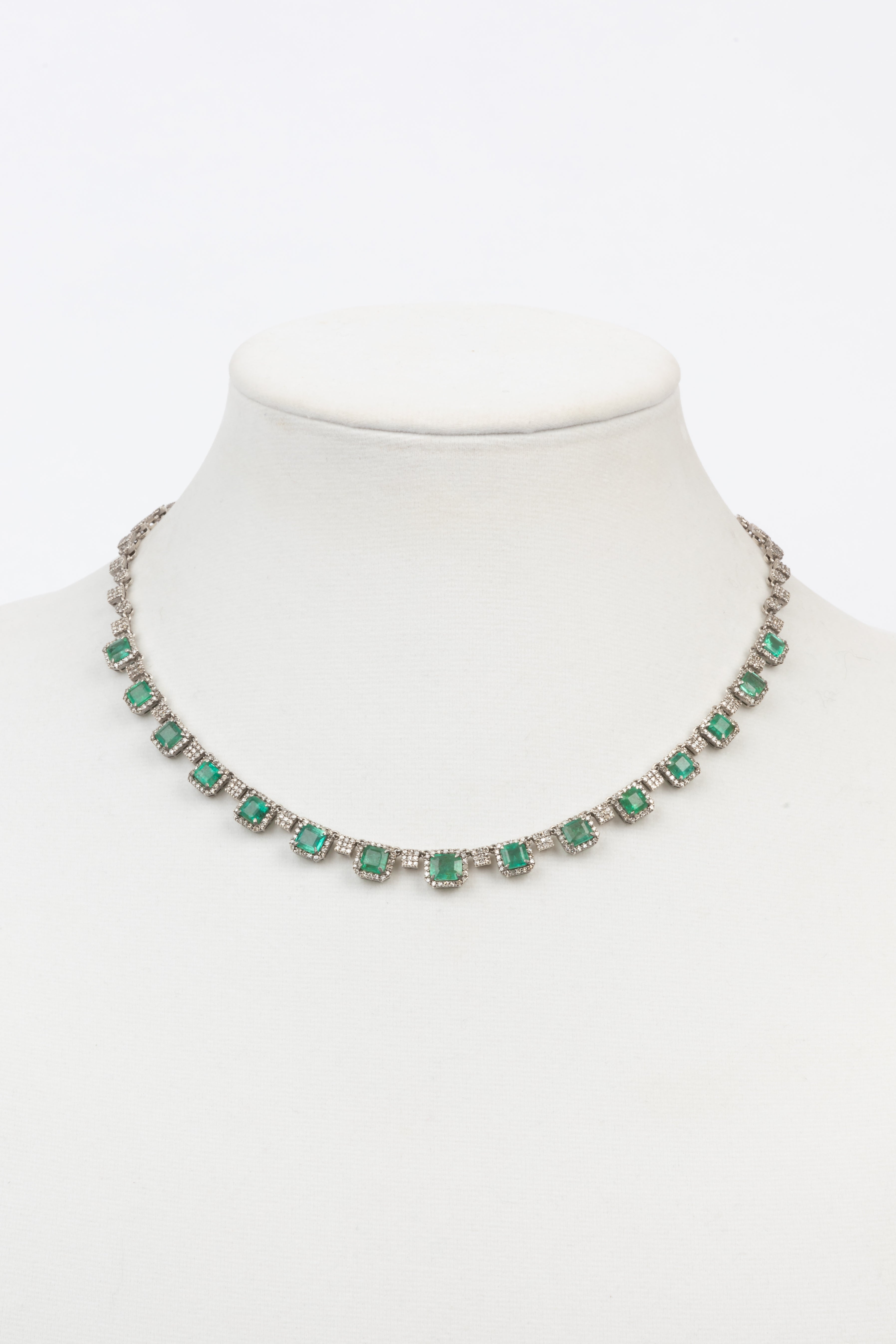 Emerald, Pave Diamond Necklace