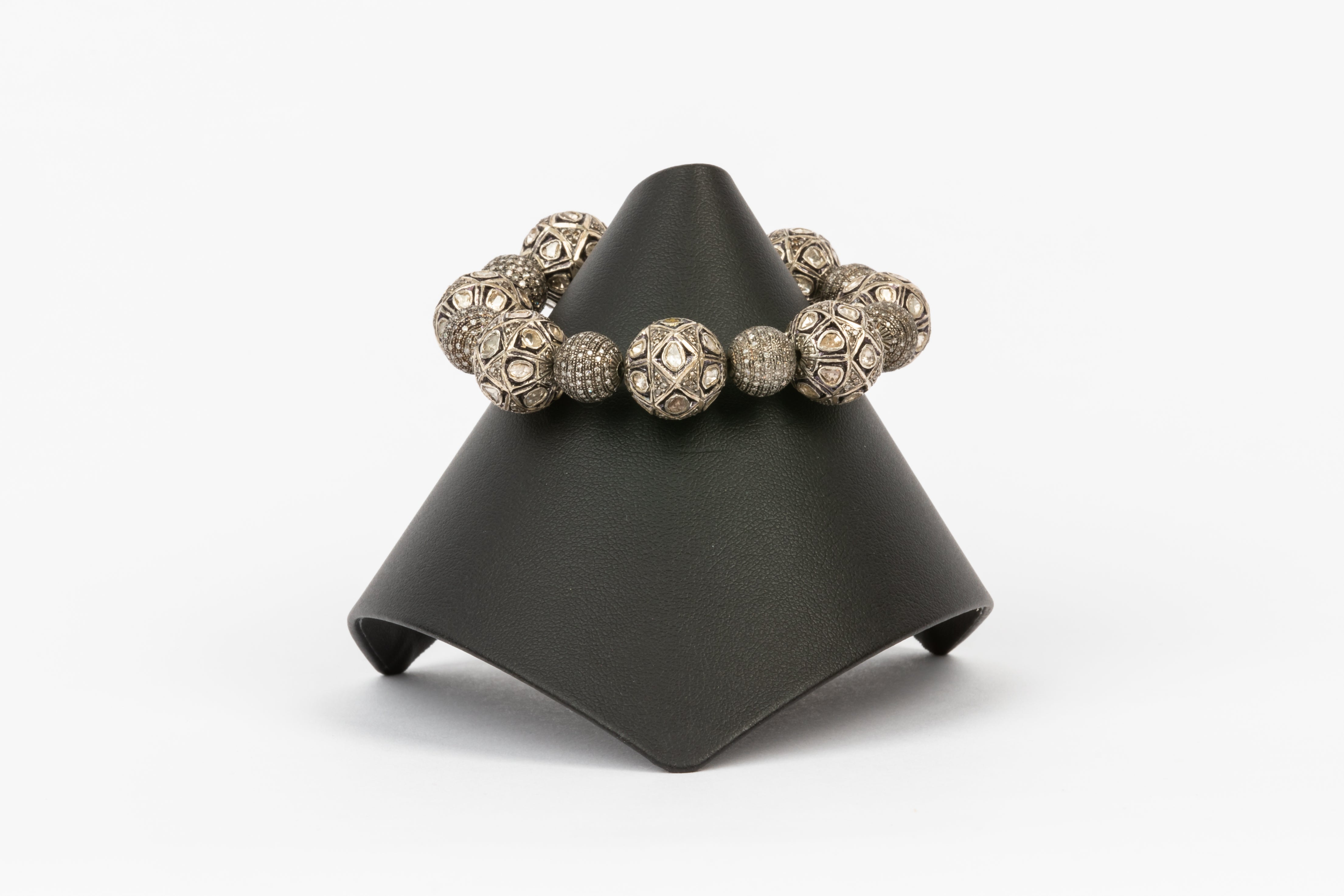 Rose Cut and Pave Diamond All Around Bracelet