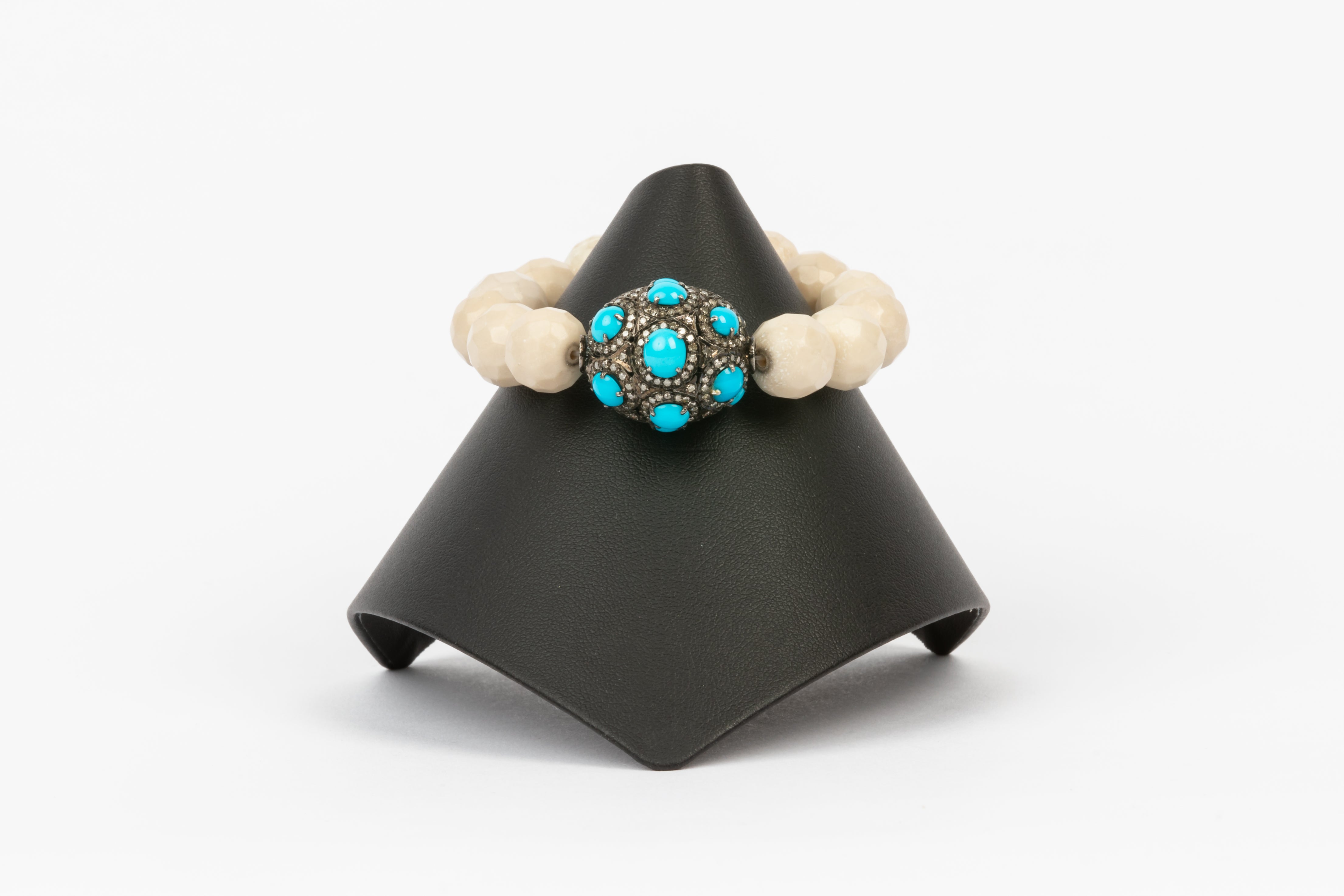 Pave Diamond, Turquoise, Agate Bracelet