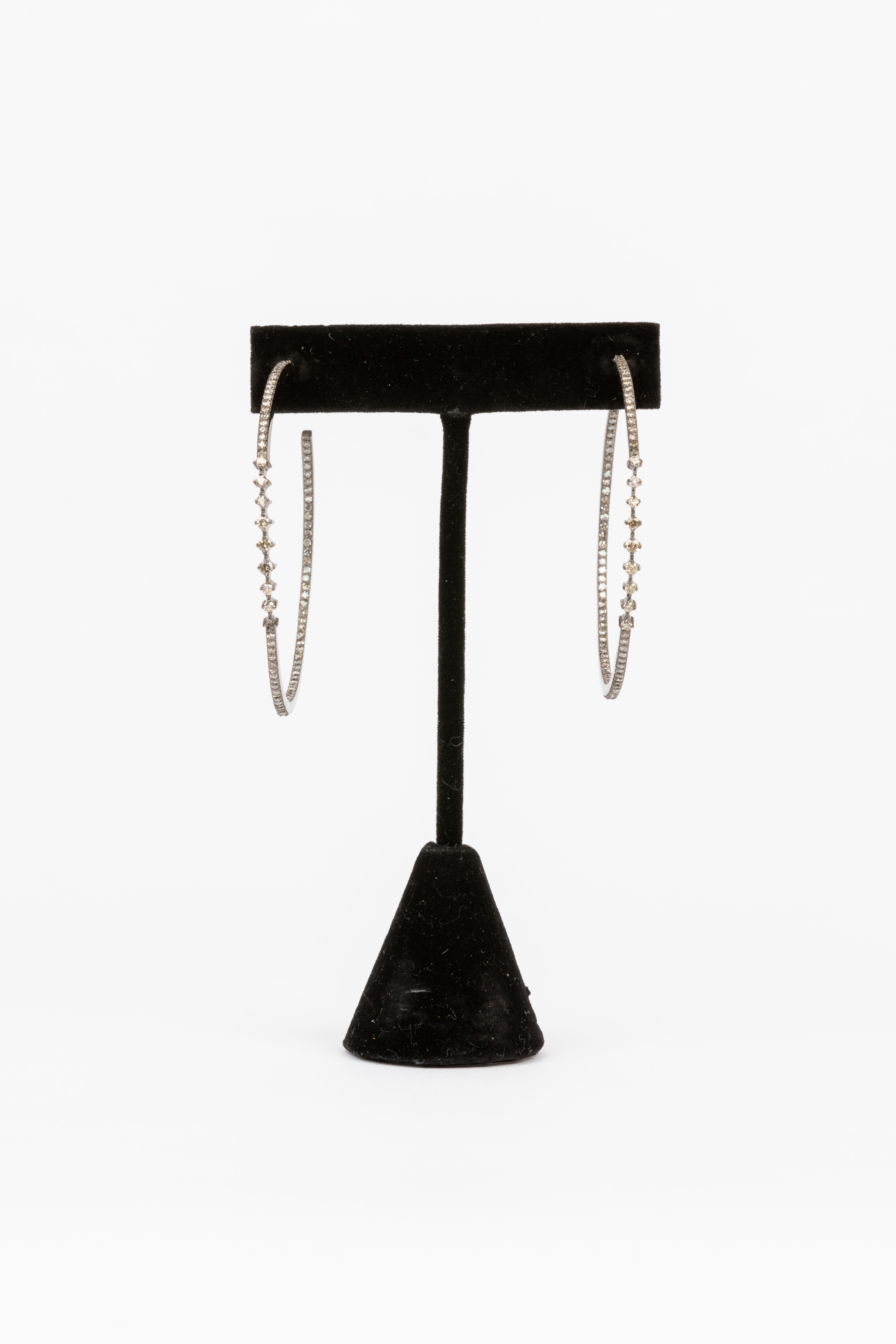 Pave Diamond Skinny Hoop Earring