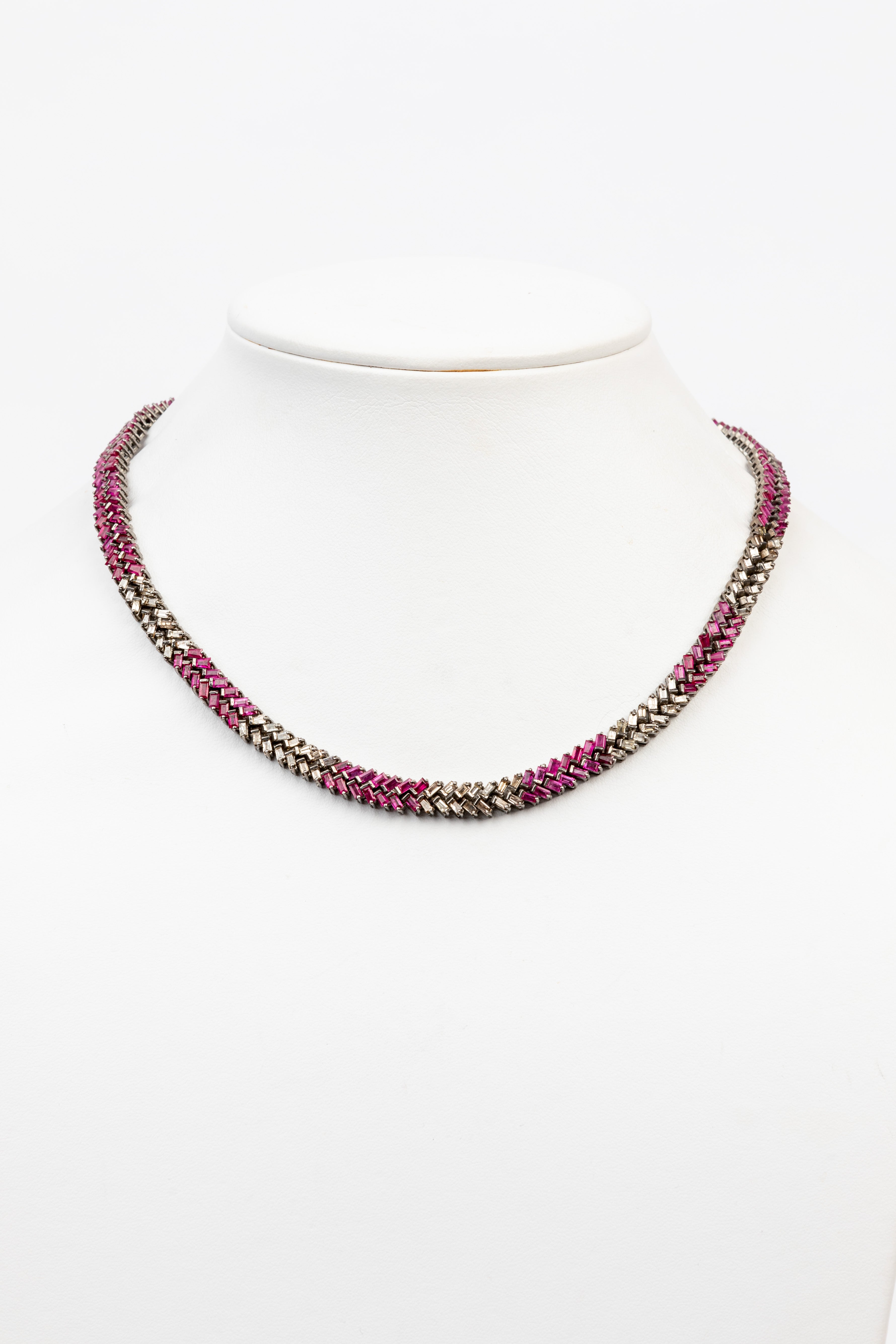 Pave Diamond, Ruby Necklace
