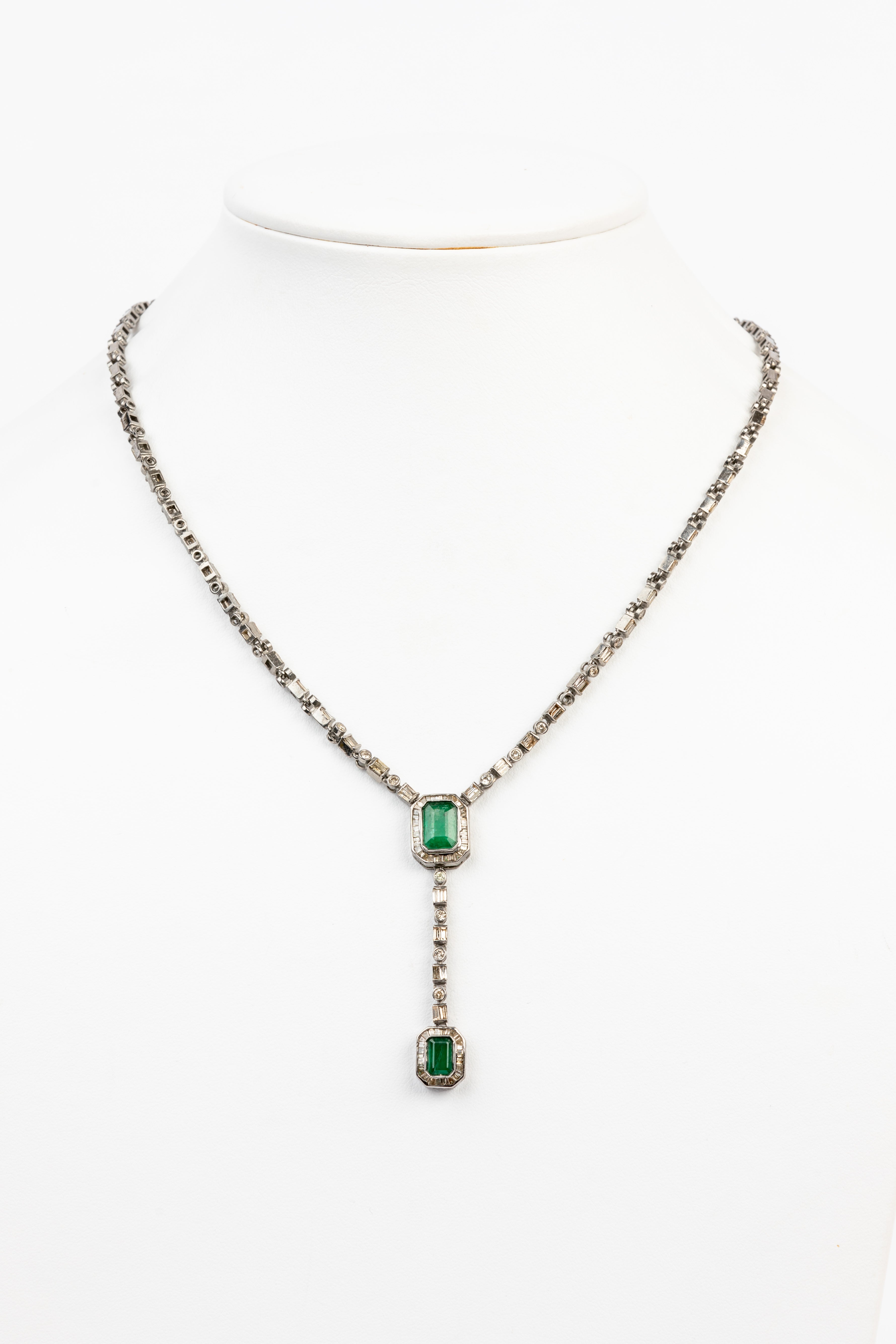 Pave Diamond, Emerald Necklace