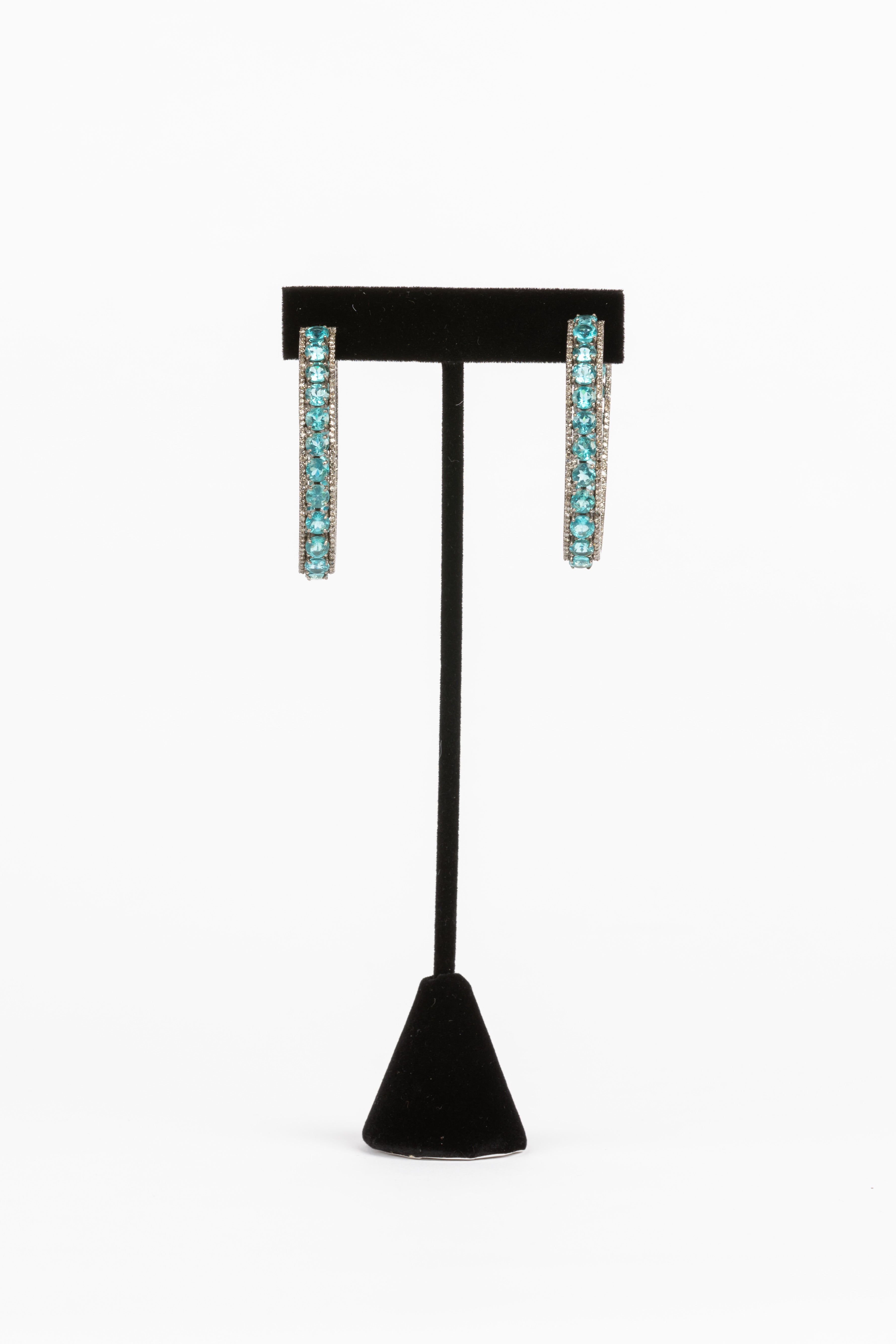 Apatite and Diamond Earrings