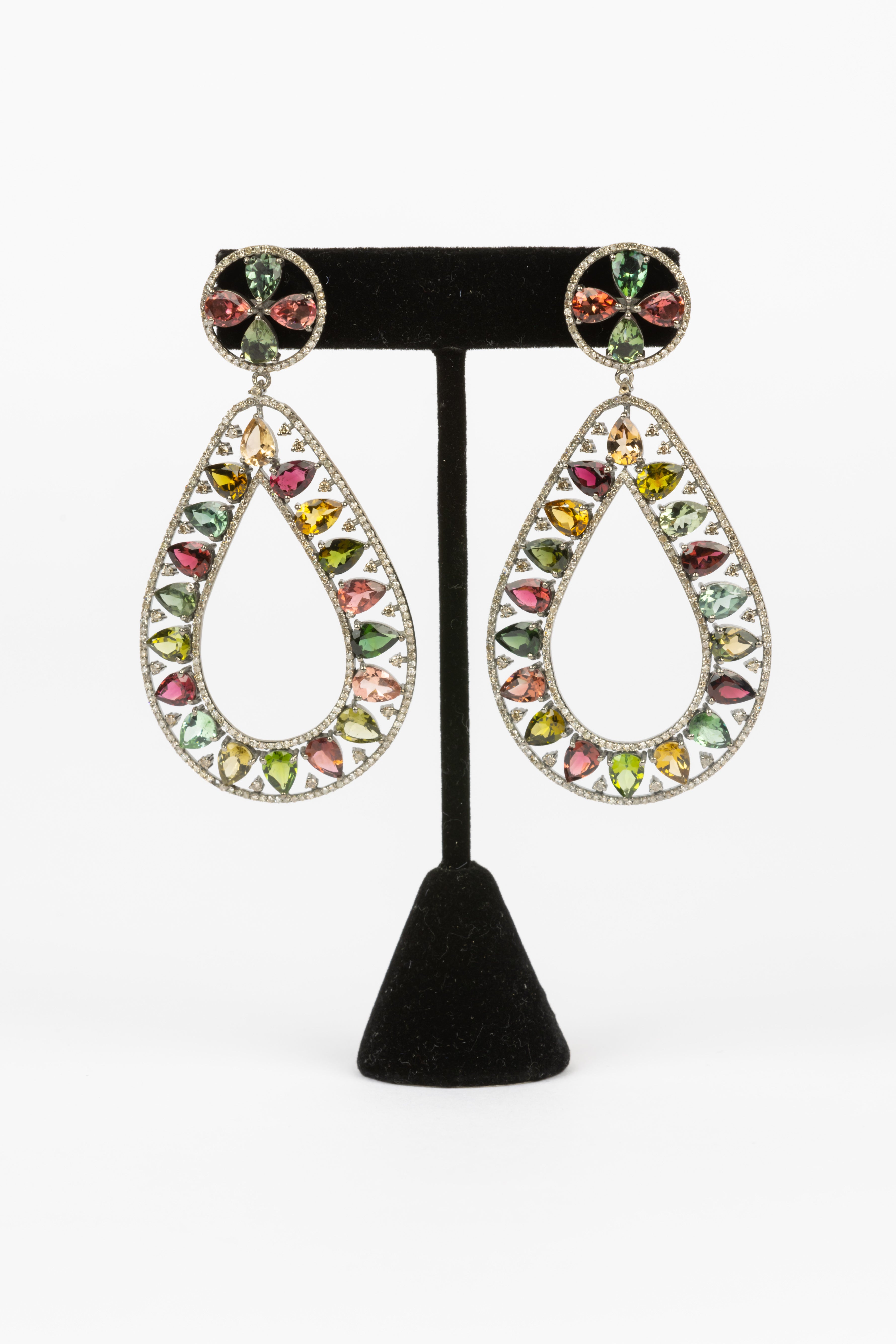 Tourmaline and Diamond Earrings