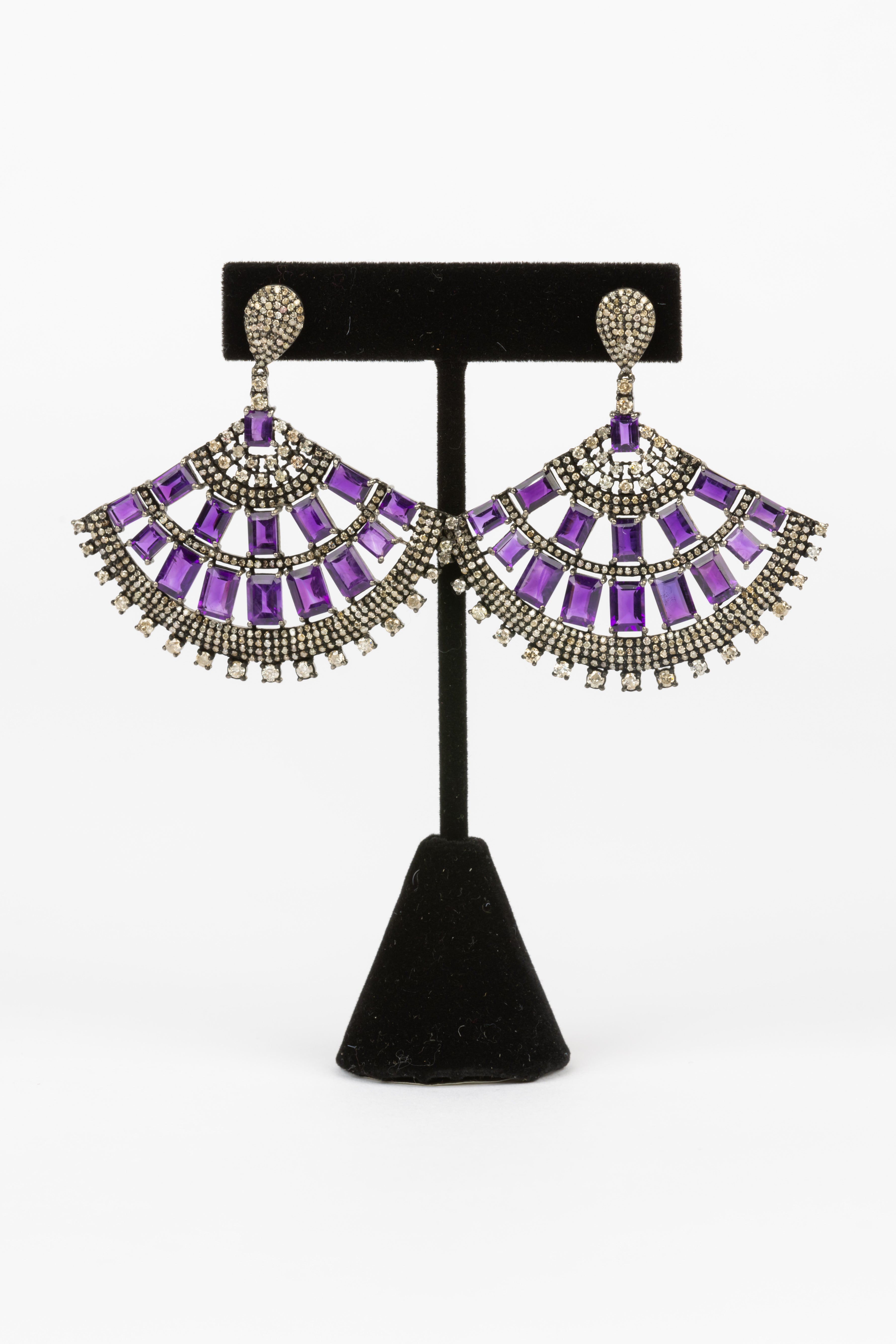 Amethyst and Diamond Earrings