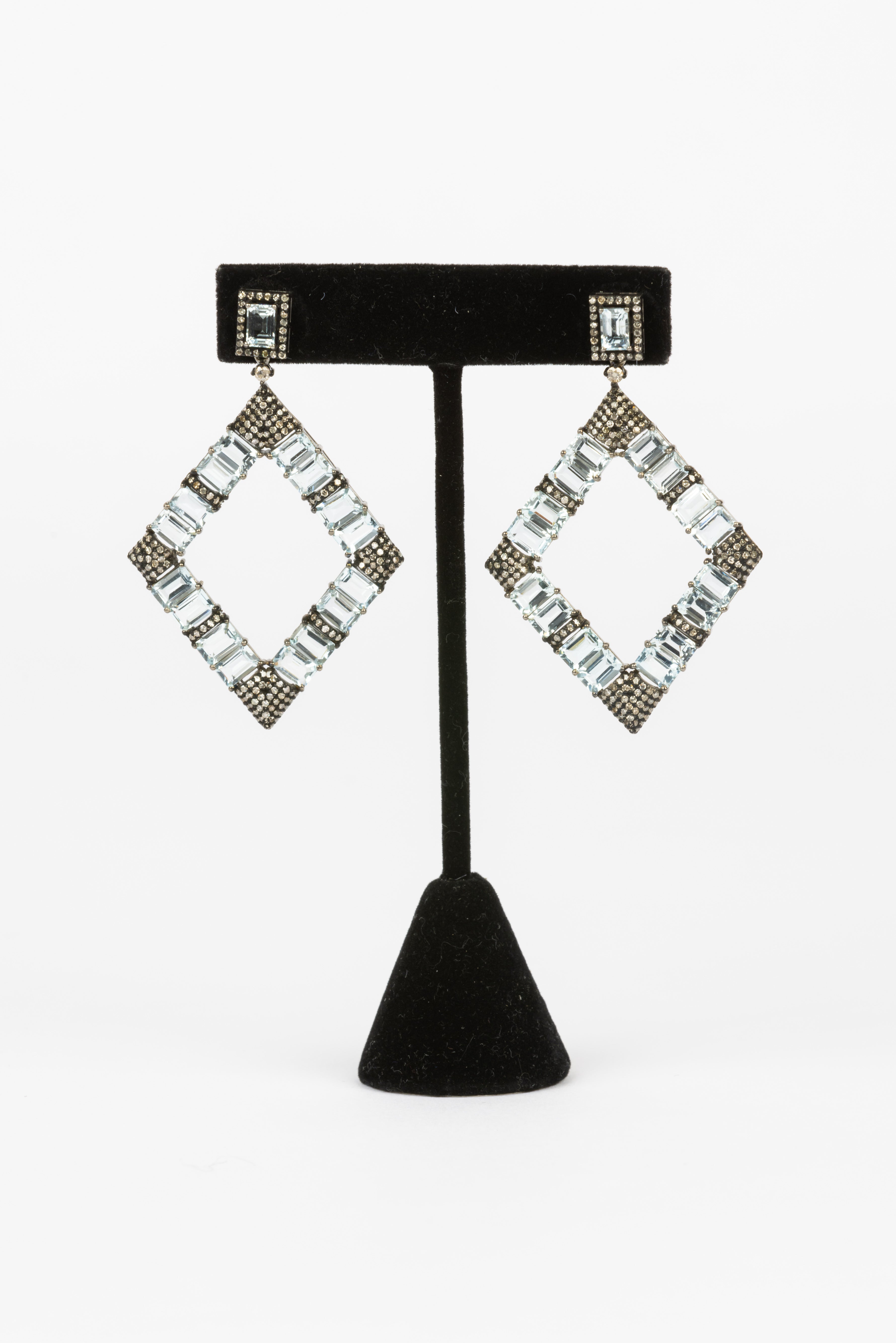 Aquamarine and Diamond Earrings