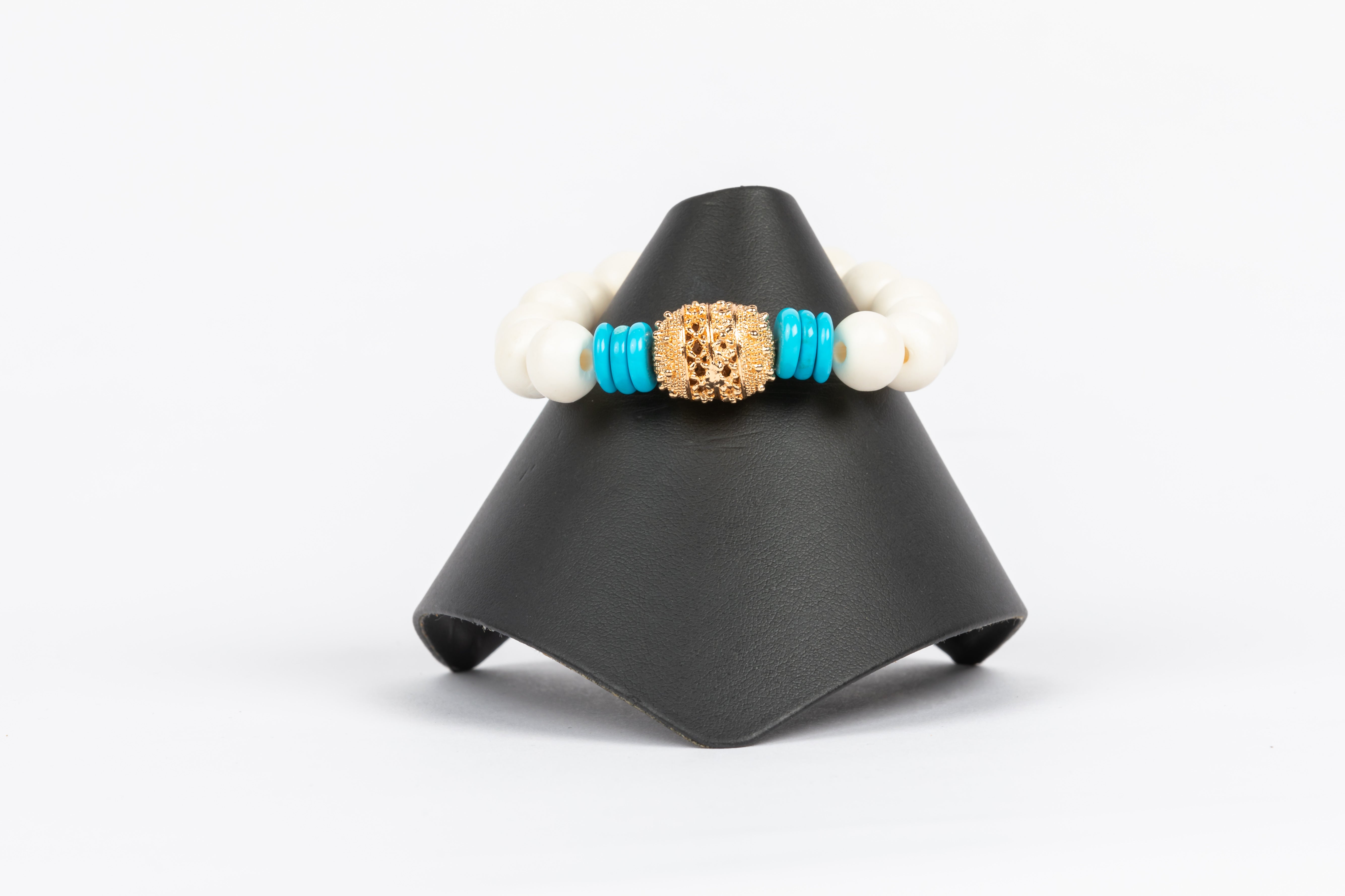 Bone, Turquoise and Vermeil Bracelet