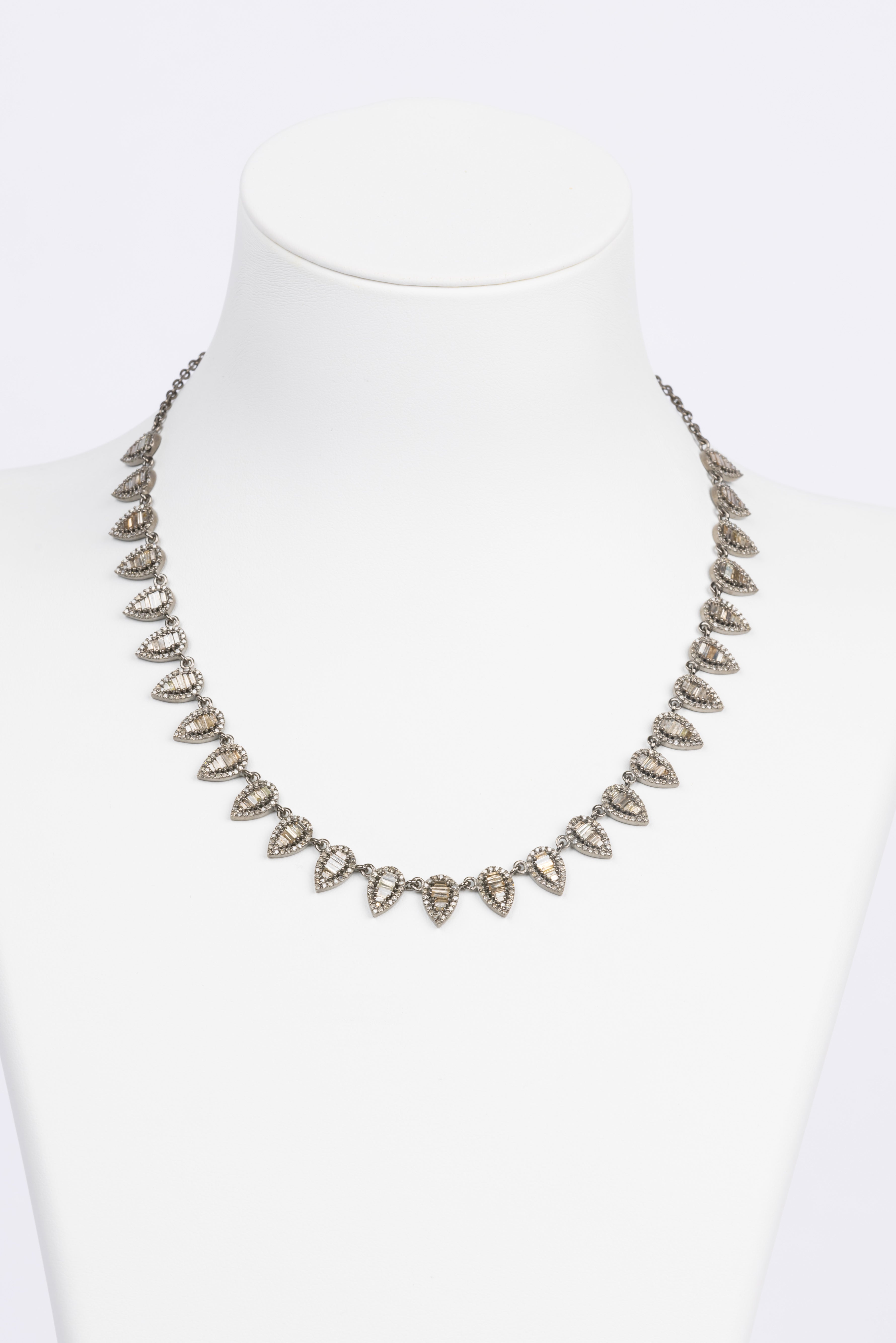 Pave Diamond, Baguette Diamond Necklace