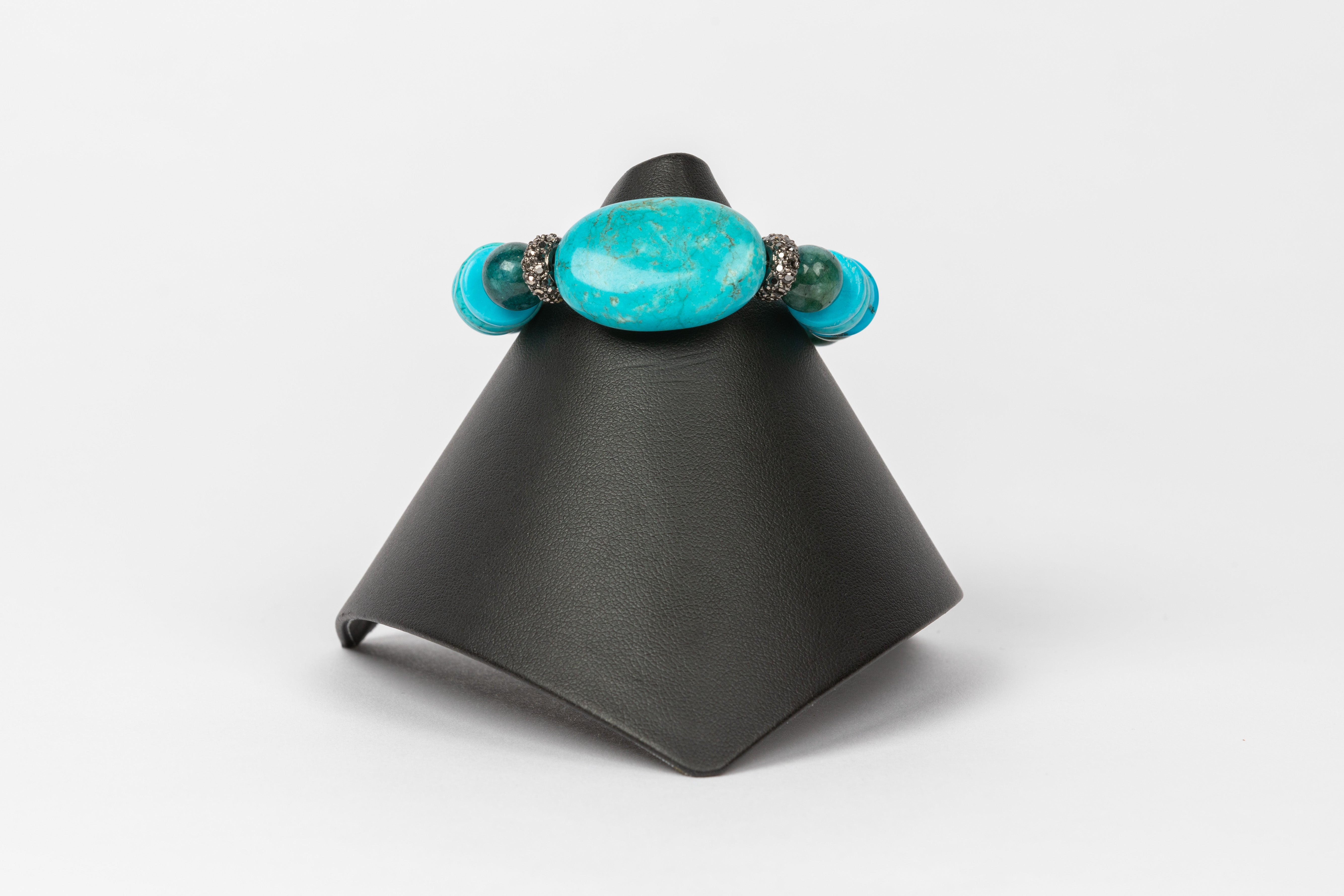 Turquoise, Hematite and Bone Bracelet