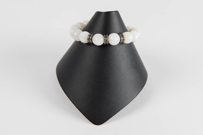 Moonstone with pave diamond rondelles