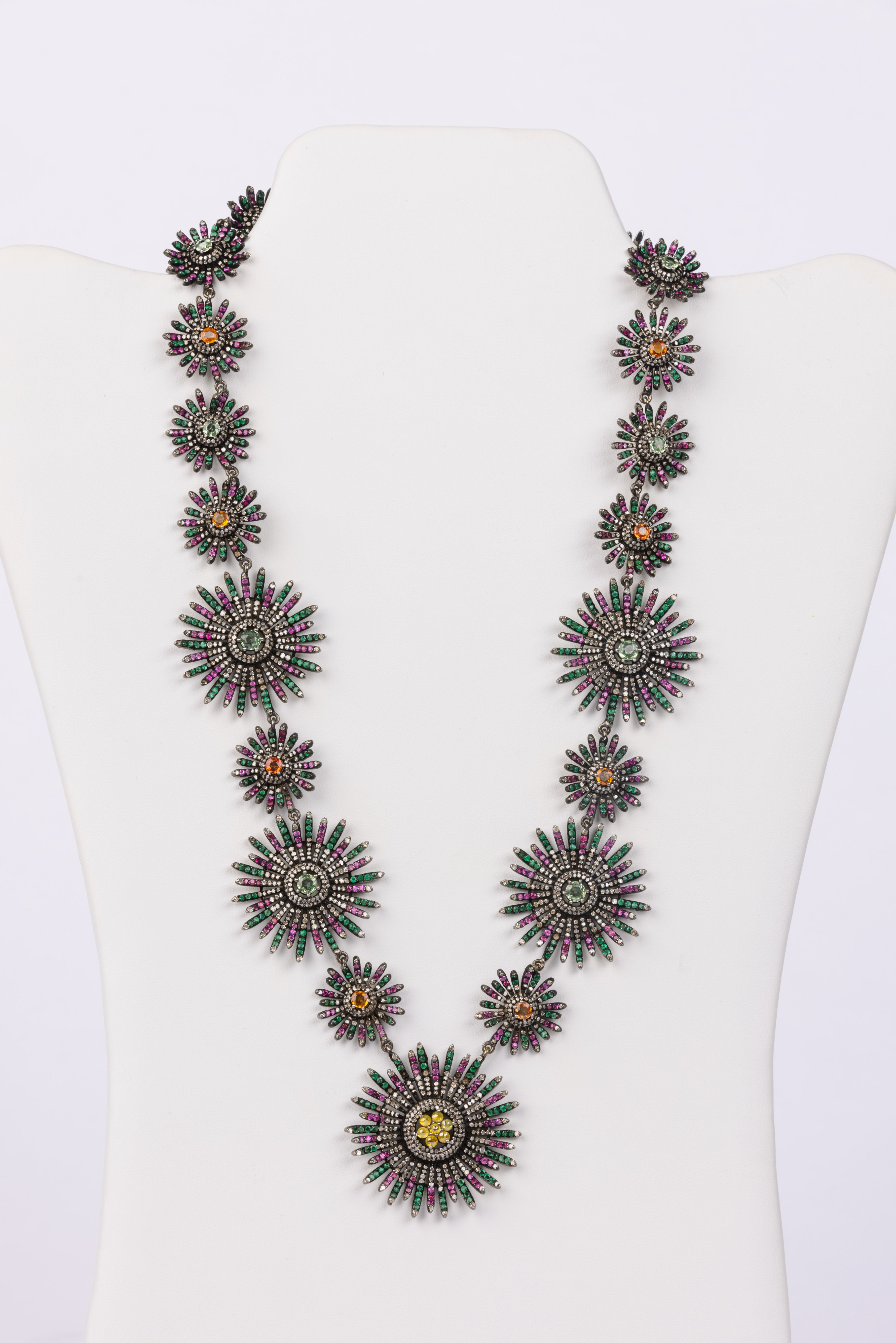 Multi Sapphire and Diamond Necklace