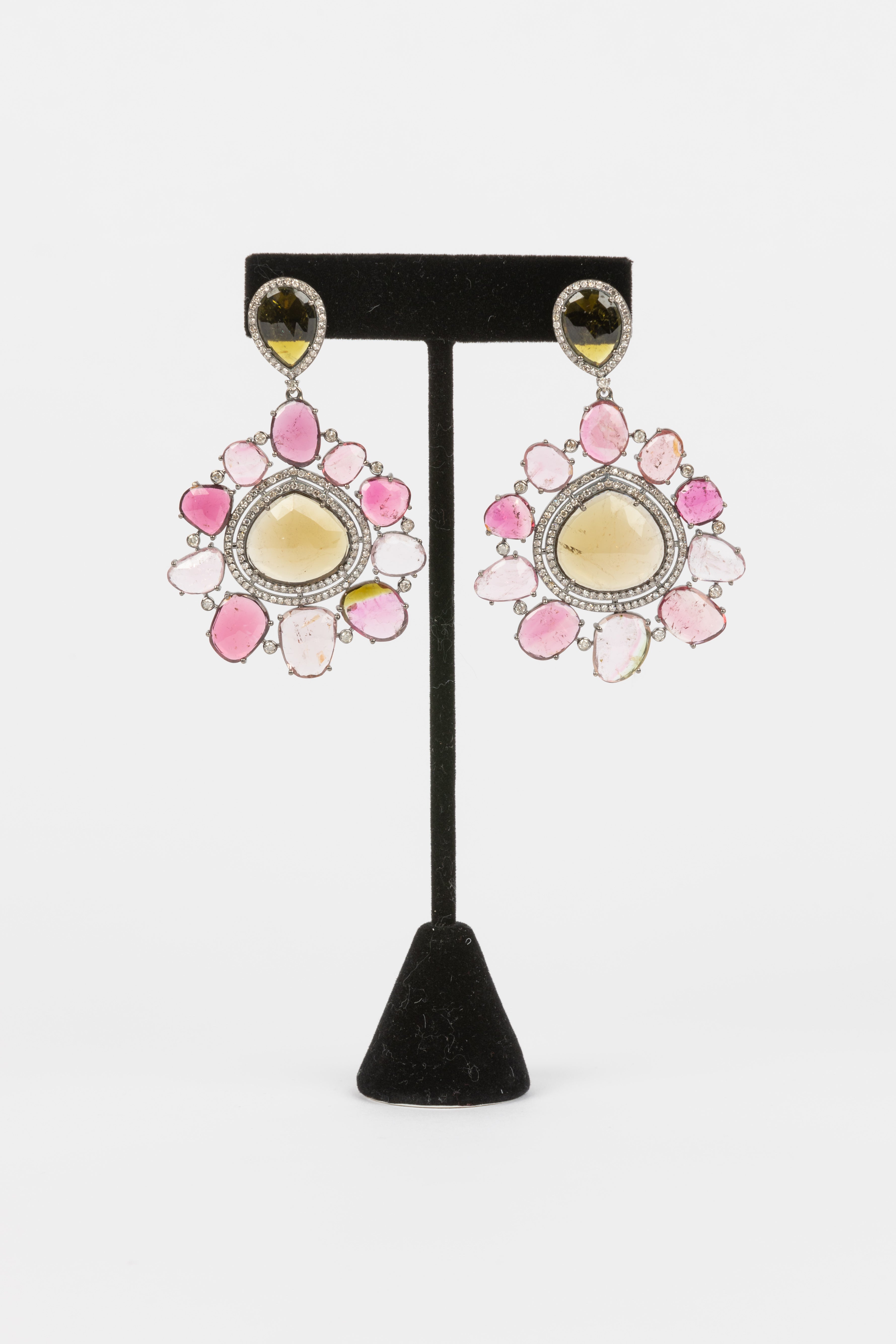 Pave Diamond, Tourmaline Earring