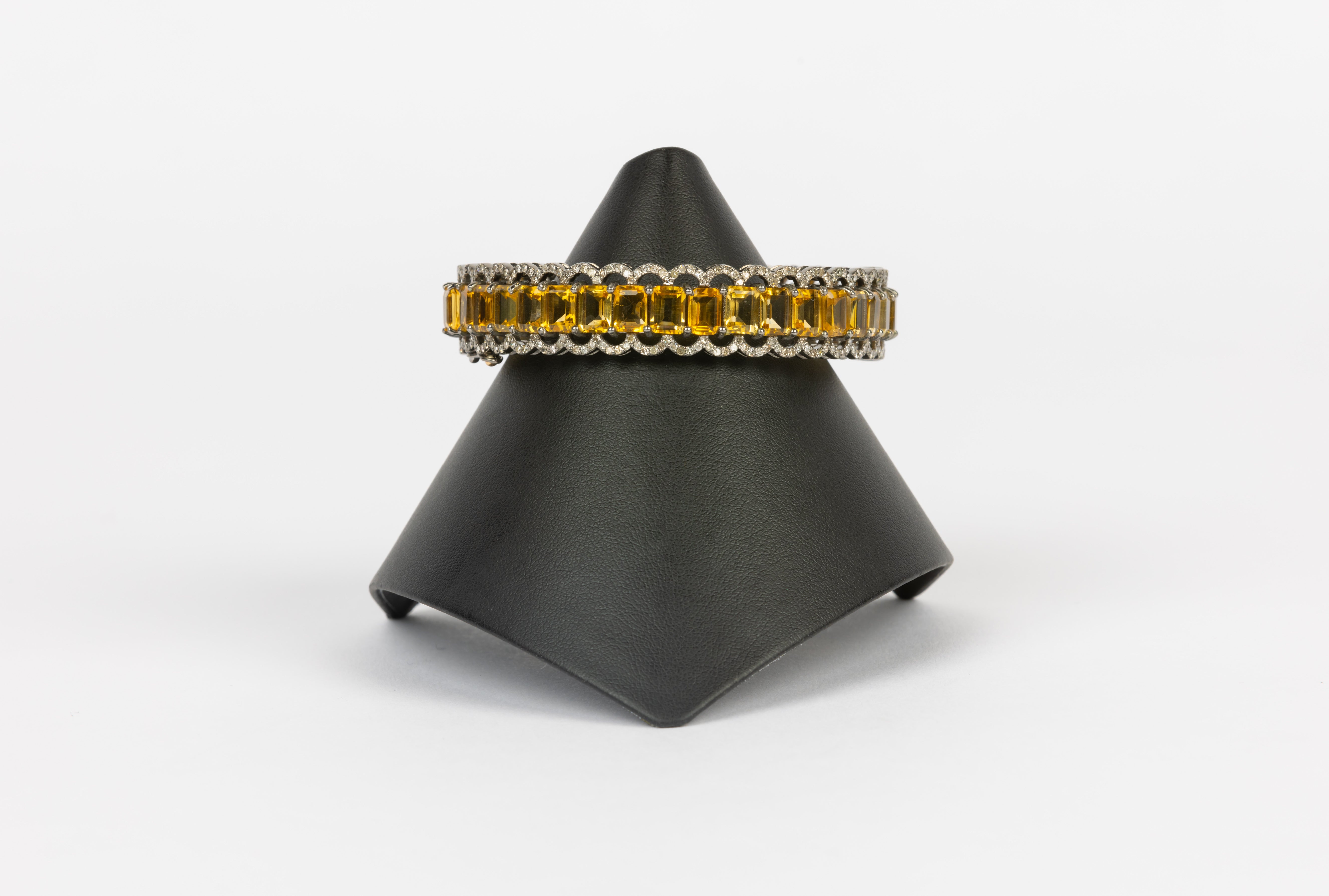 Citrine and Diamond Bangle Bracelet