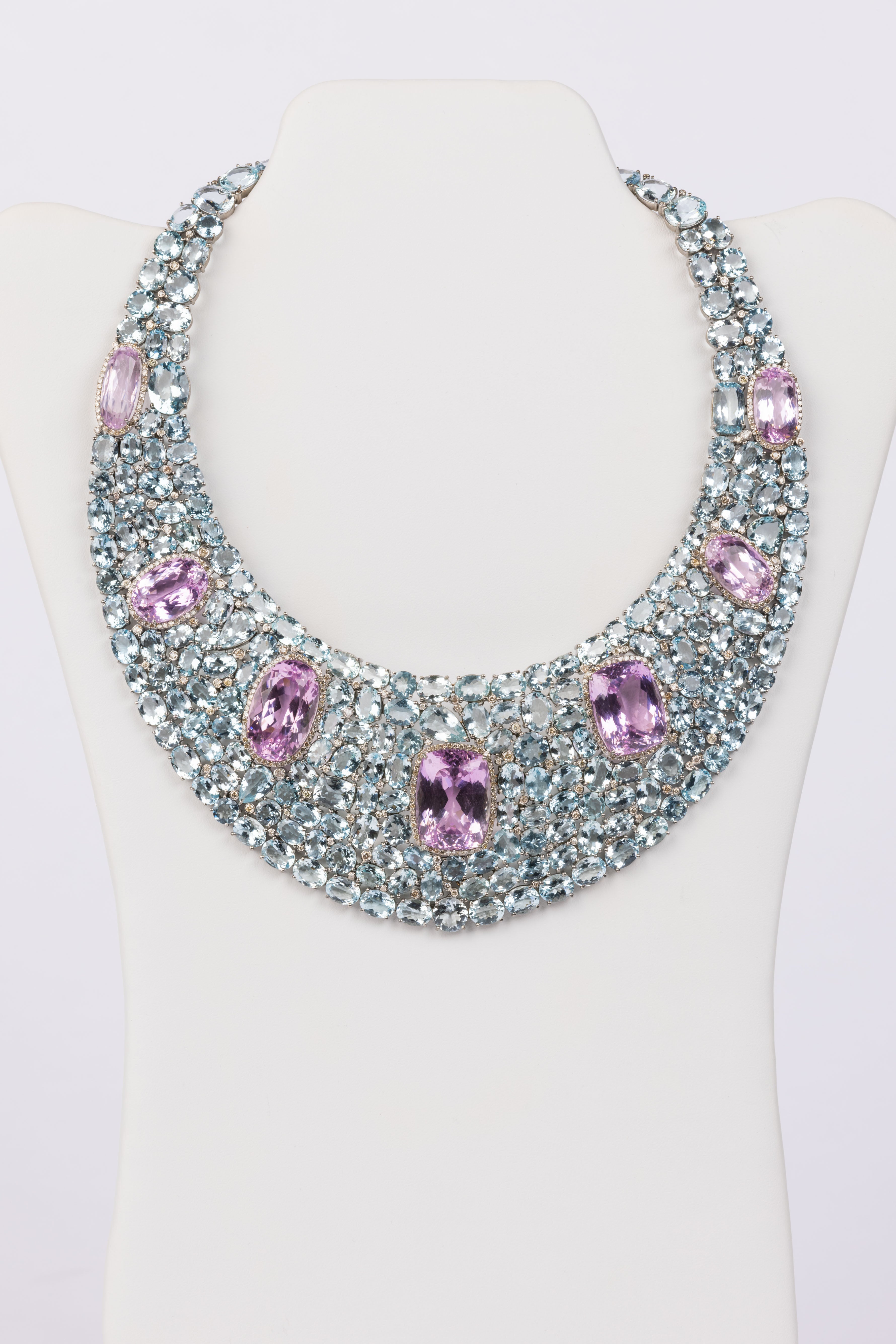 Aquamarine, Morganite and Diamond Necklace