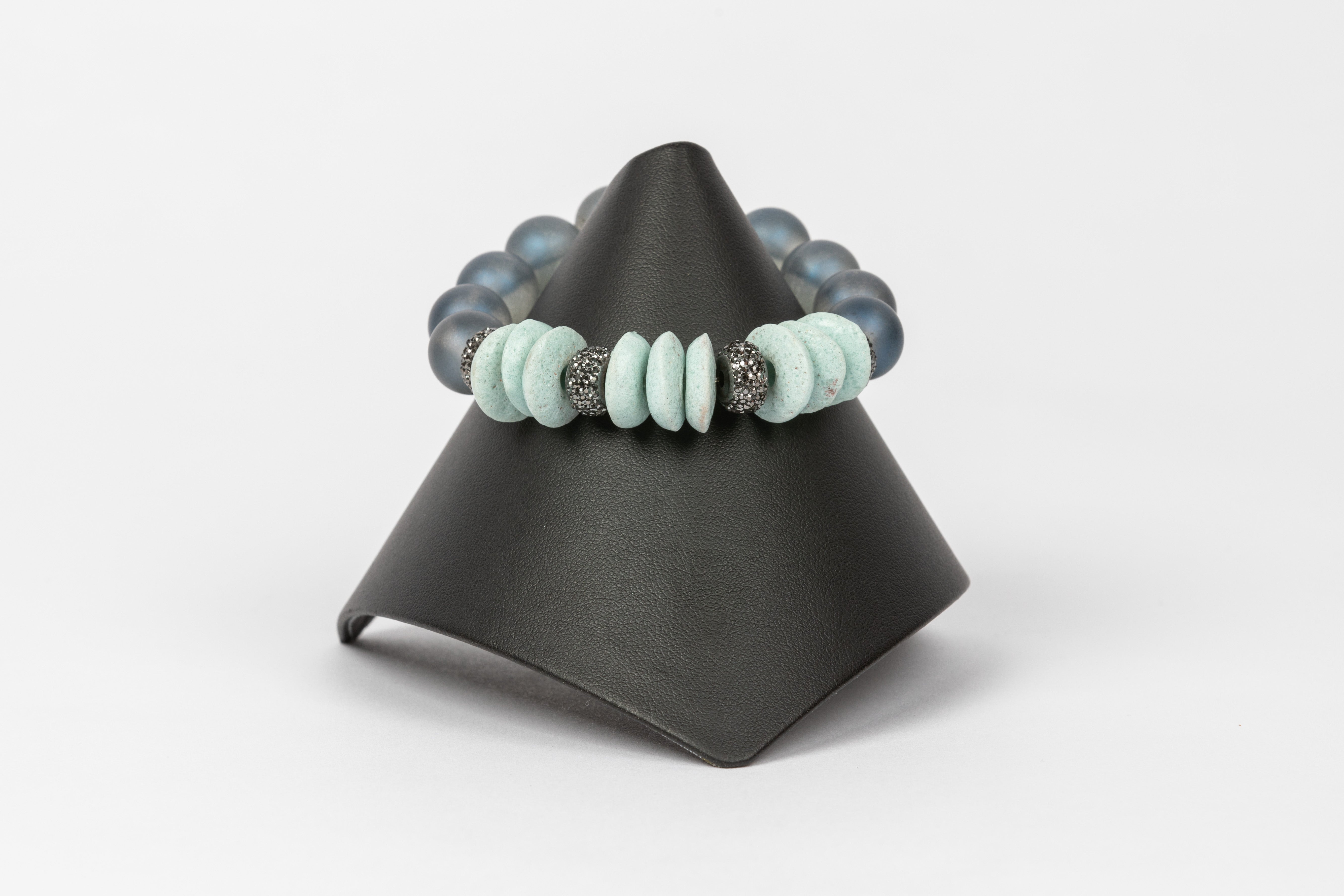 Frosted Iolite, Amazoinite, Hematite Bracelet