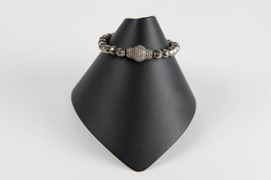 Pyrite with pave diamond bead