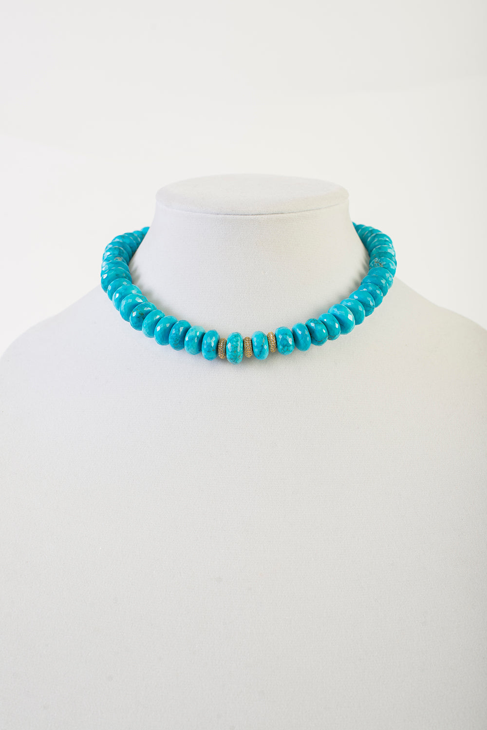 Arizona Turquoise Rondelle with White Topaz and Vermeil Rondelles