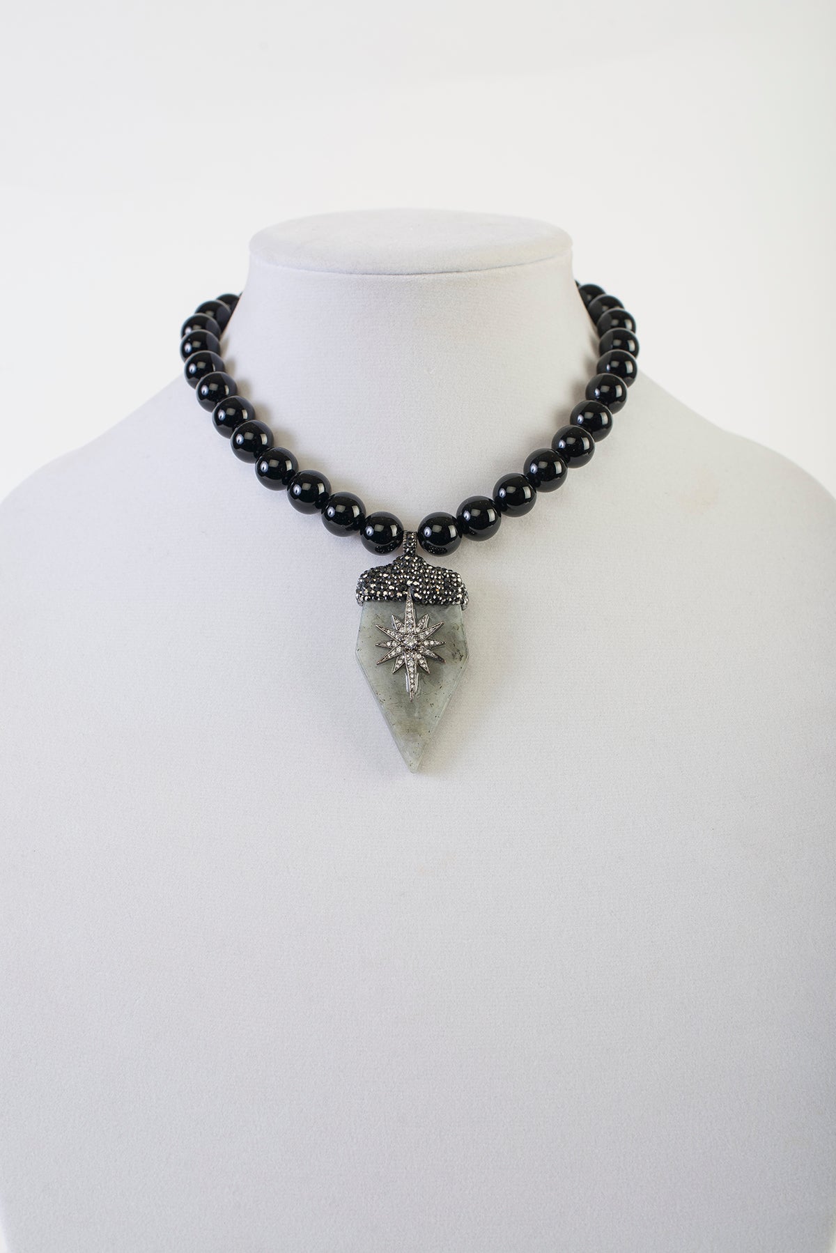 Black Onyx with Labradorite and Gunmetal Crystal