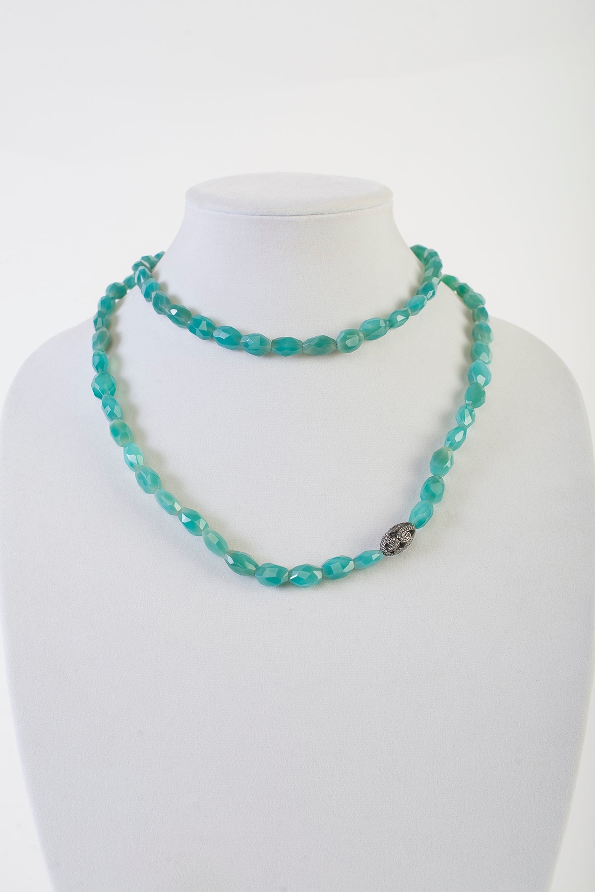 Chalcedony with White Topaz Wrap Necklace