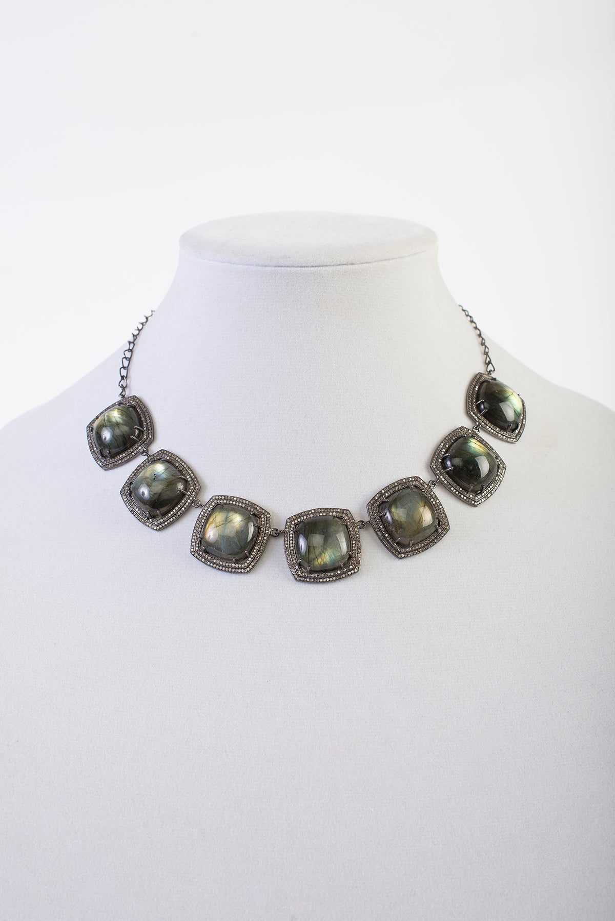 Labradorite and Pave Diamond Necklace