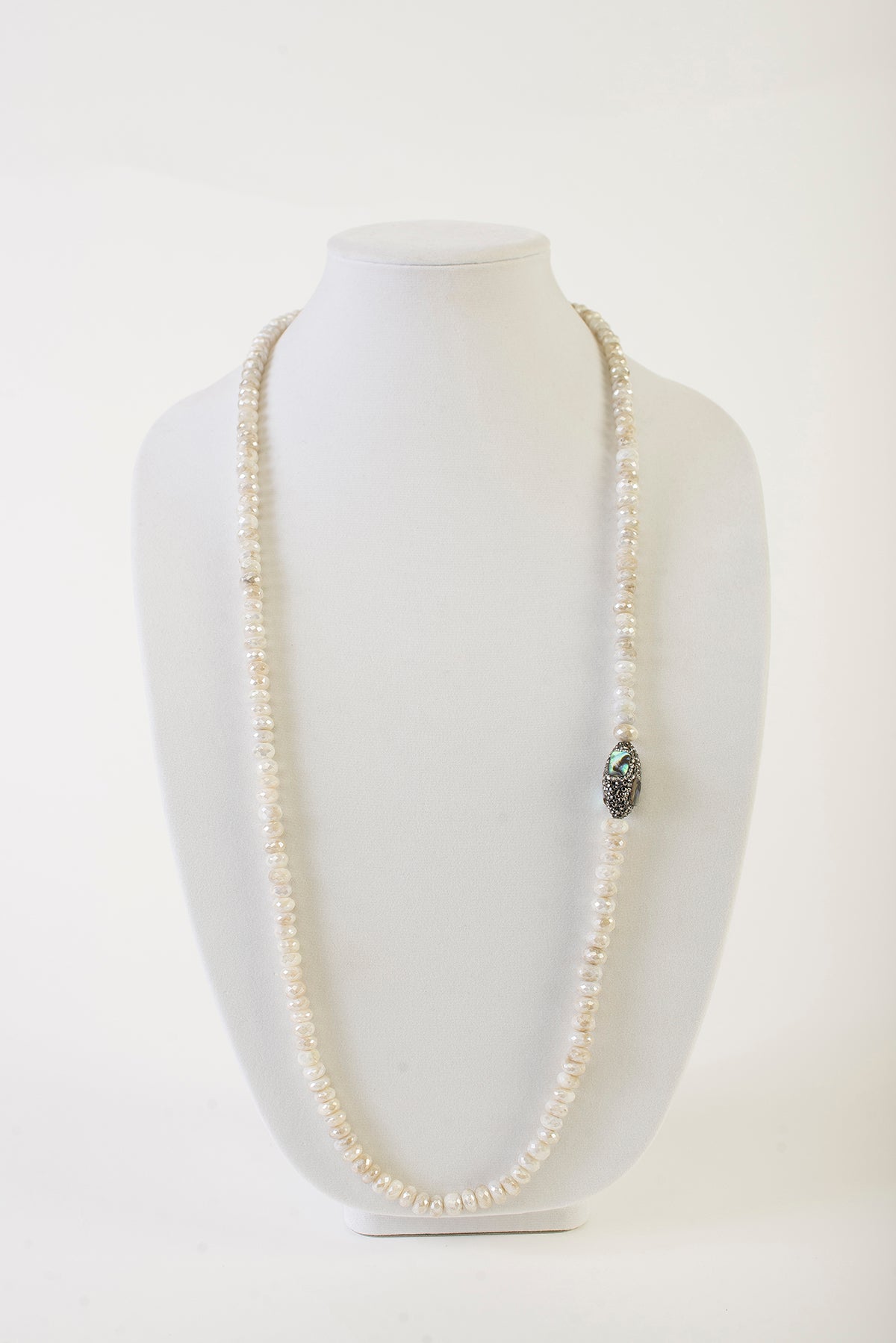 Mystic Moonstone Rondelle with Labradorite and Crystal Focal Bead