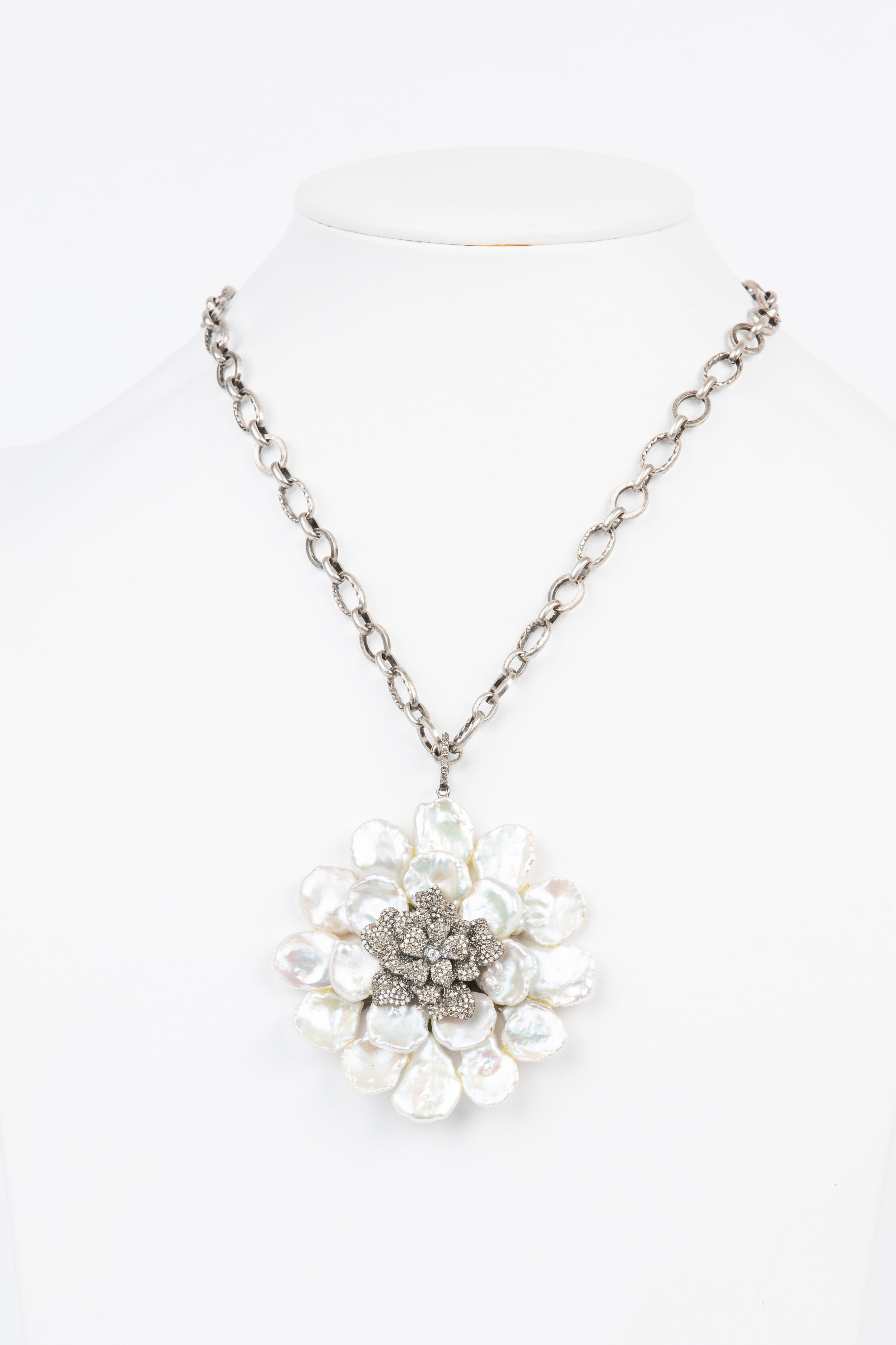 Pave Diamond, Pearl Necklace