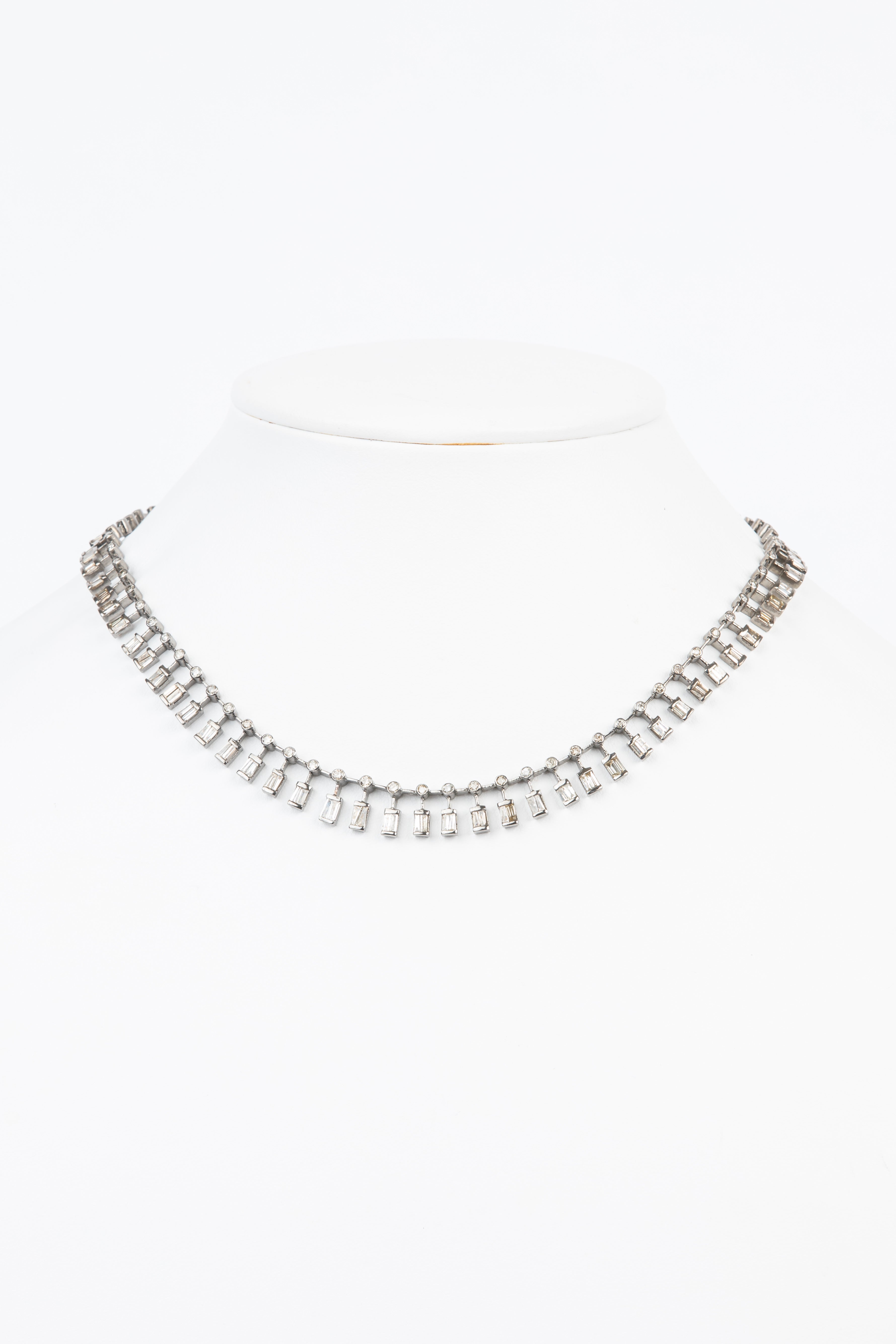 Pave Diamond, Baquette Diamond Necklace
