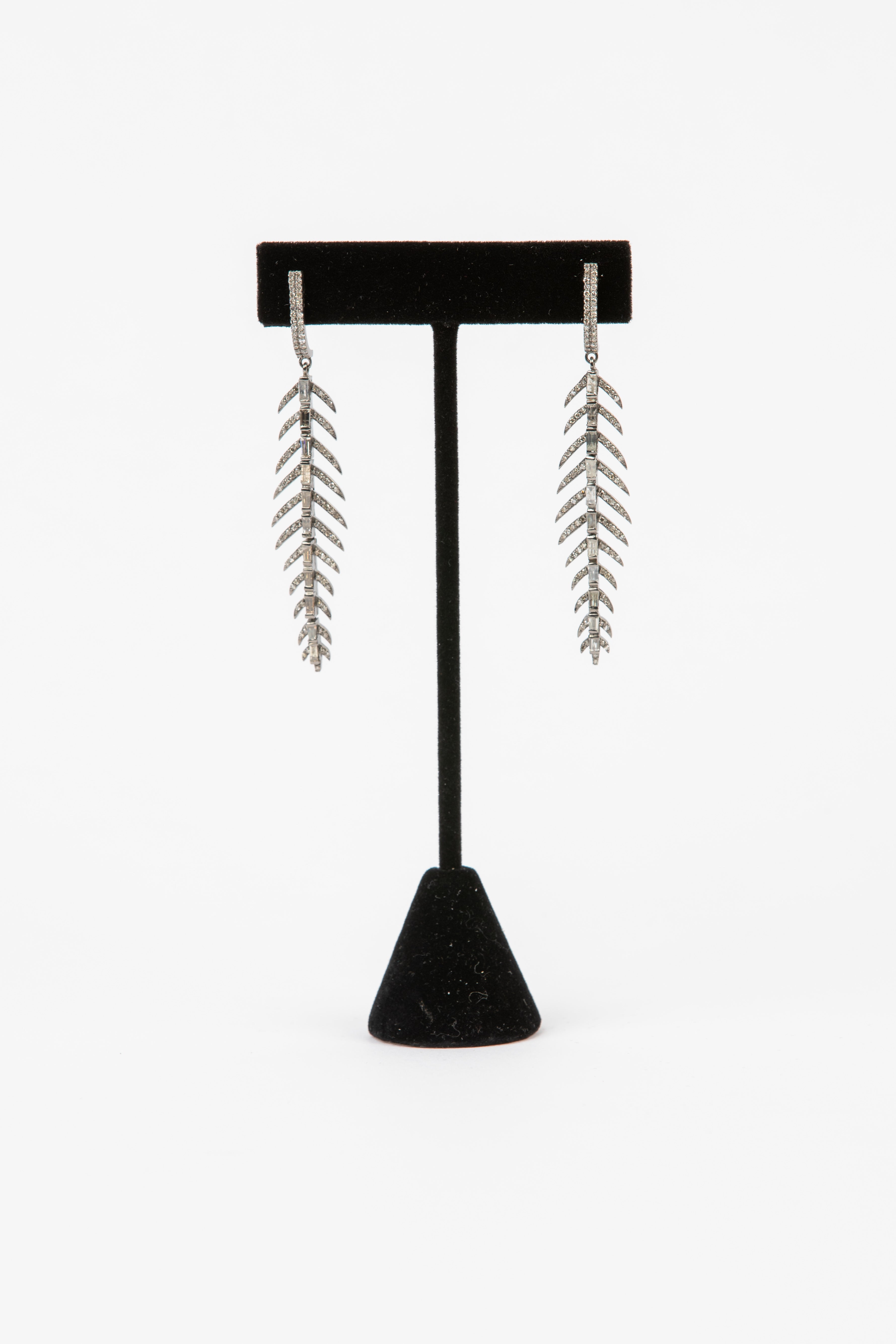 Pave Diamond, Feather Earrings