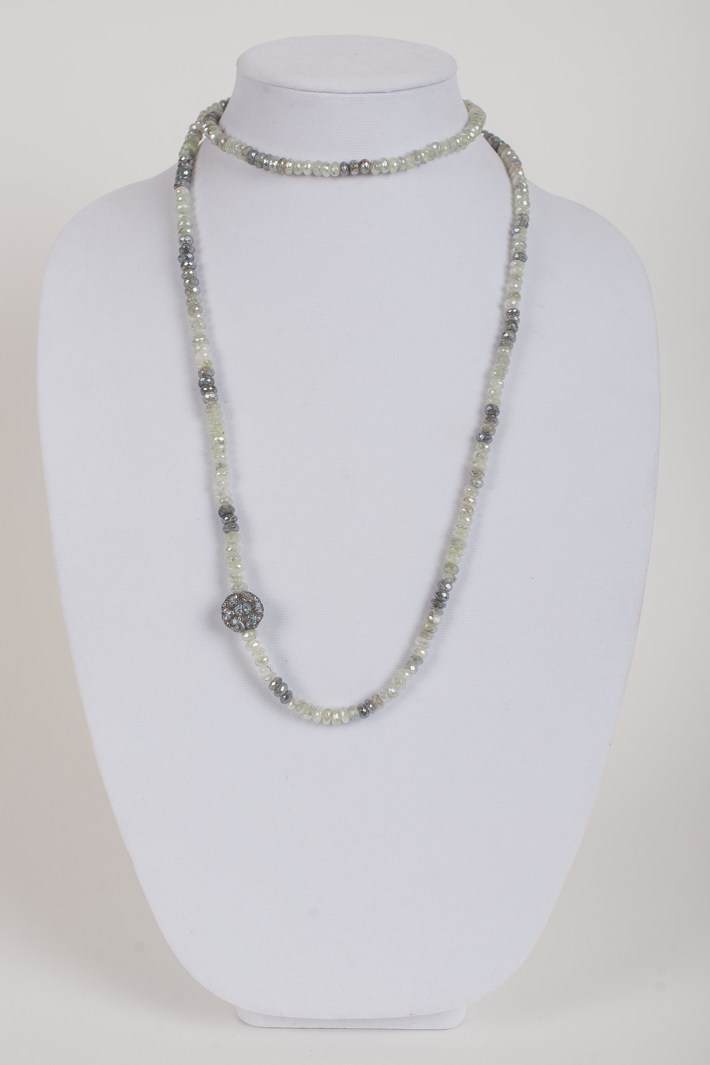 Blue Topaz Focal Bead on Aquamarine Beads