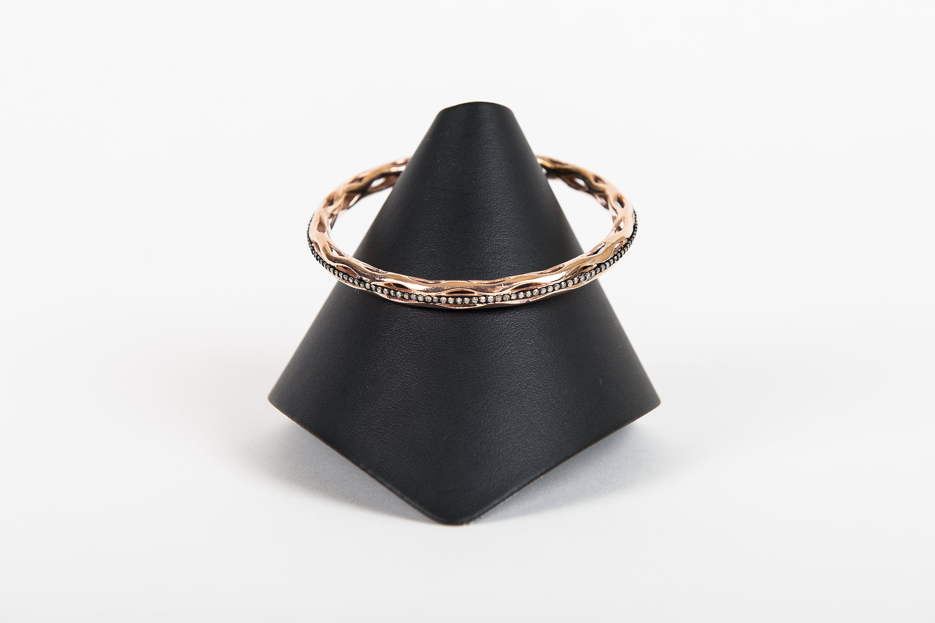 Pave Diamond Rose Gold Bangle Bracelet